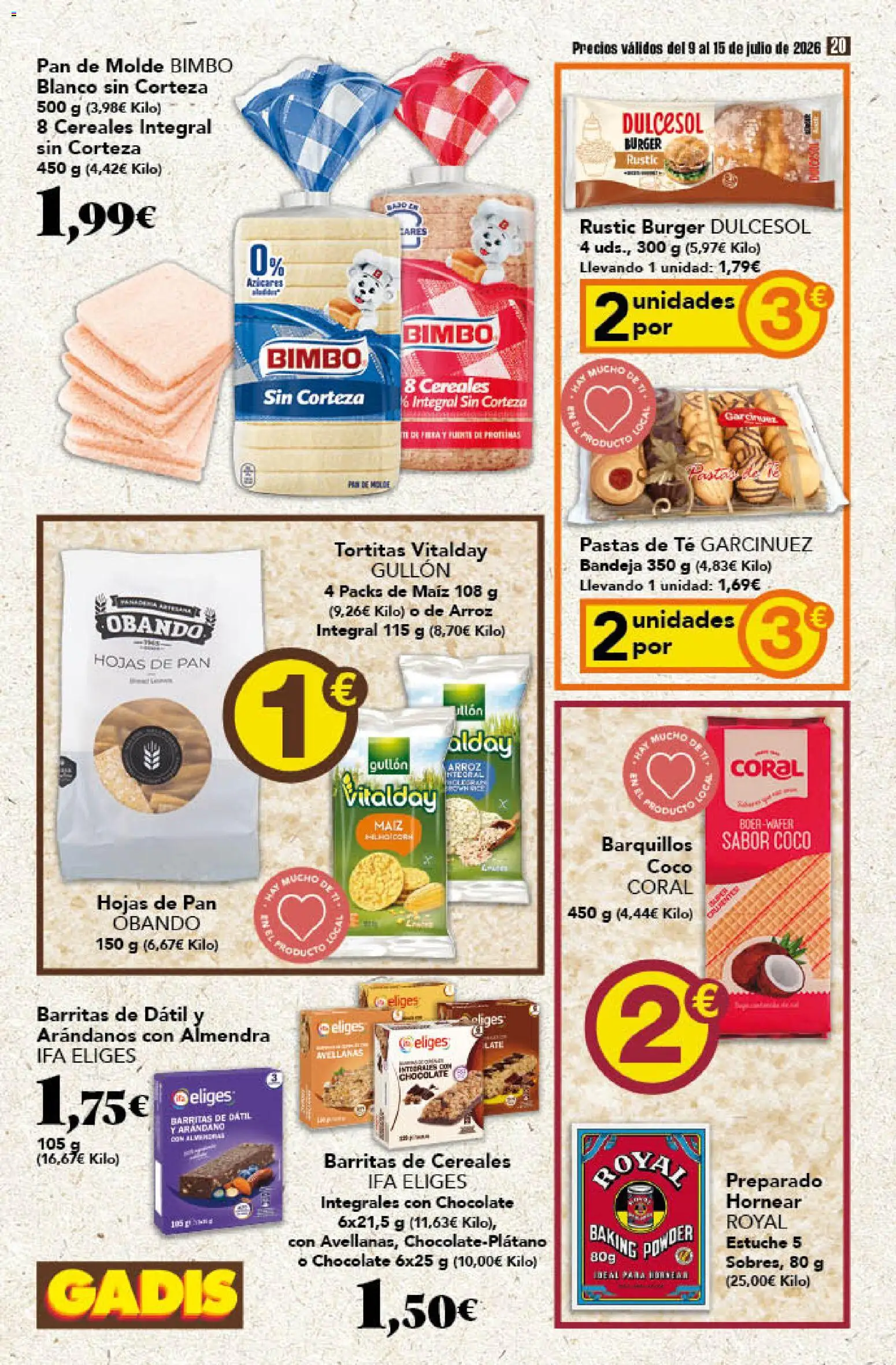 Gadis folleto │ válido desde el 09/07/2026 | Página: 20 | Productos: Pan, Τυρόπιτα, Té, Pan de molde
