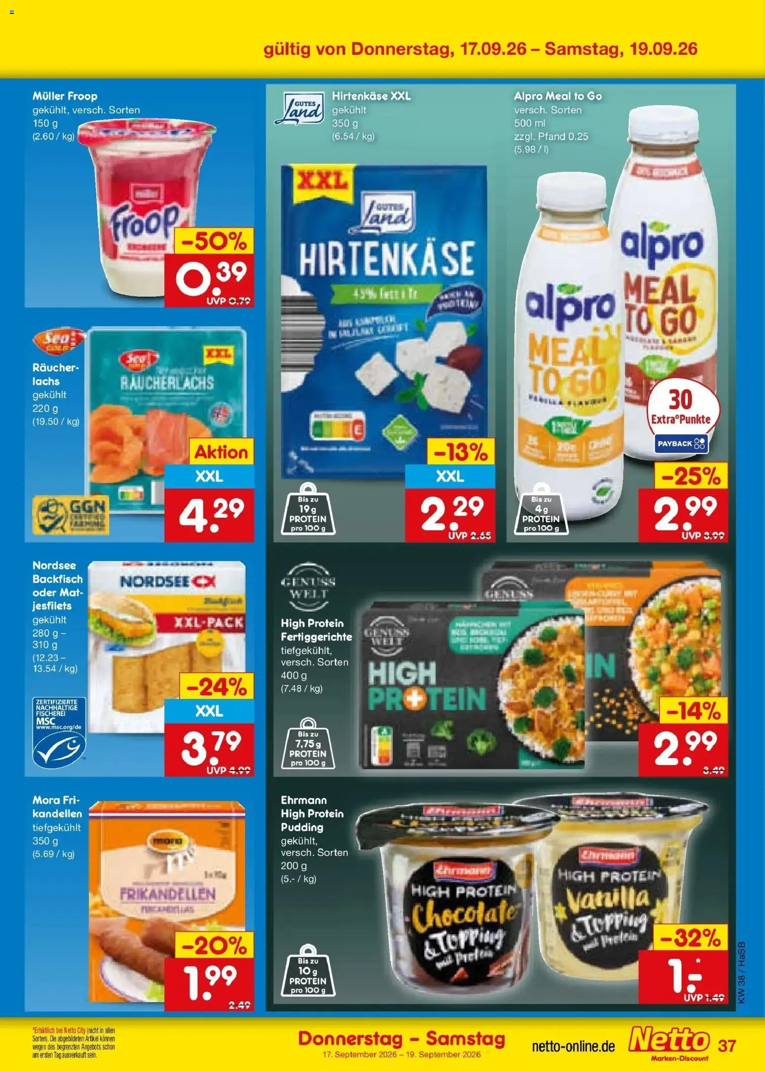 Netto Marken-Discount Prospekt Unna – gültig ab 14.09.2026 | Seite: 51 | Produkte: Lachs, Räucherlachs, Alpro, Fertiggerichte