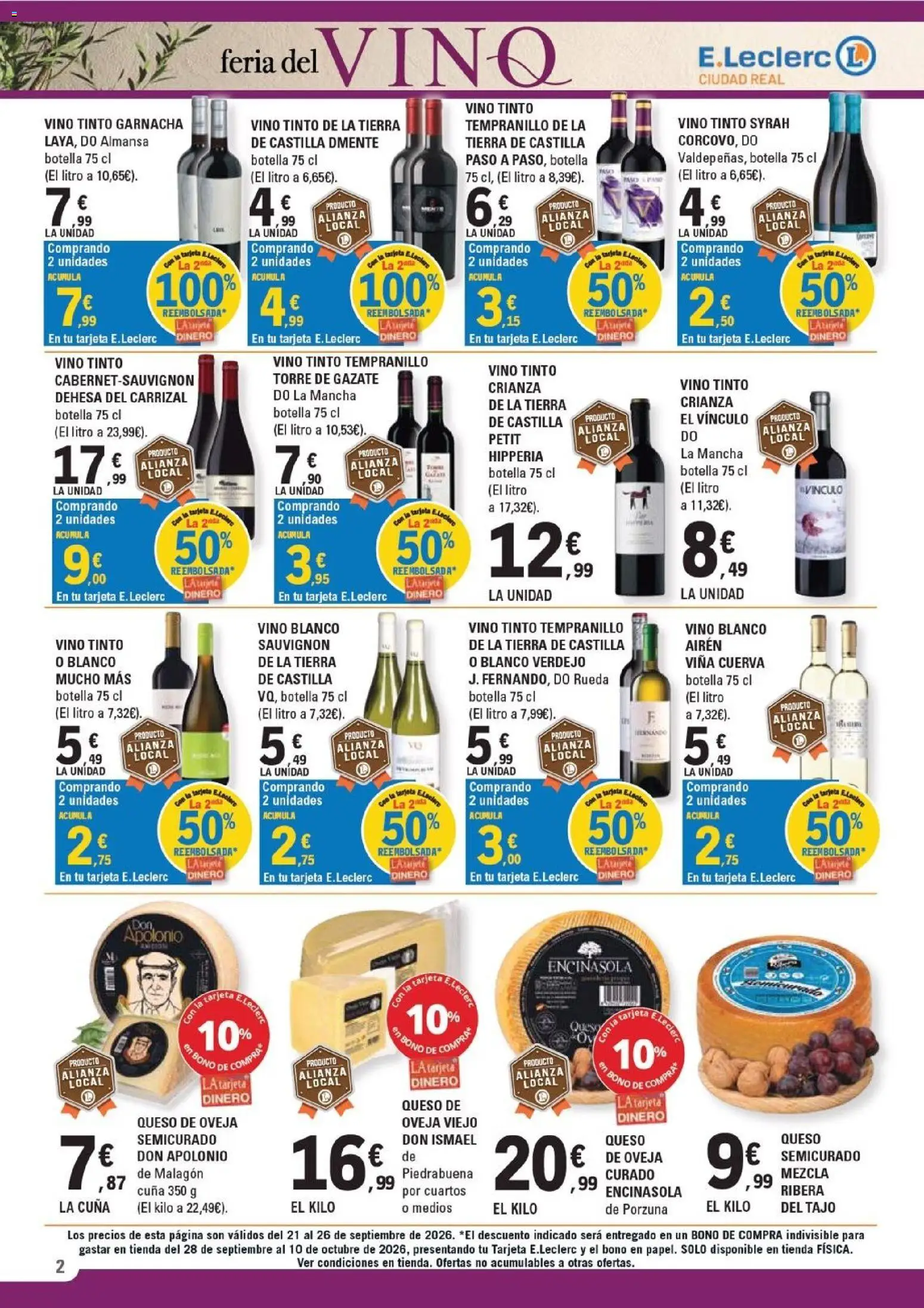 E.Leclerc - Ciudad Real │ válido desde el 21/09/2026 | Página: 2 | Productos: Queso de oveja, Queso, Vino, Vino blanco