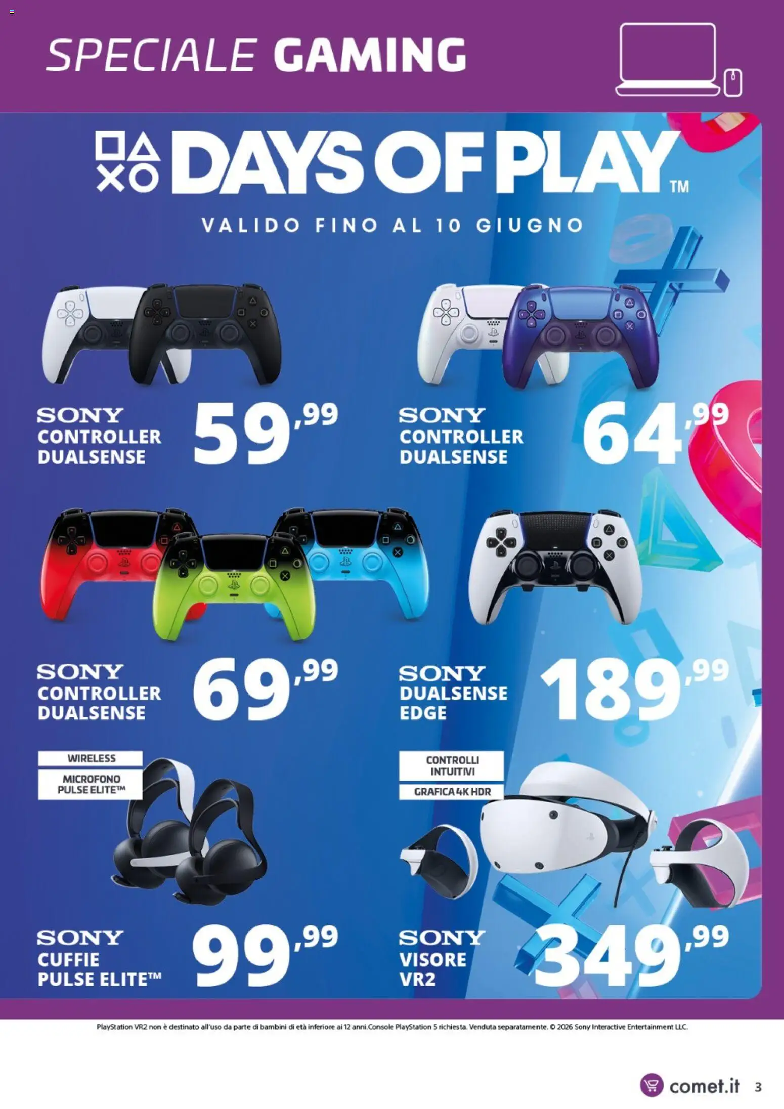 Volantino Comet del 06.06.2026 | Pagina: 3 | Prodotti: Cuffie, Playstation, Microfono