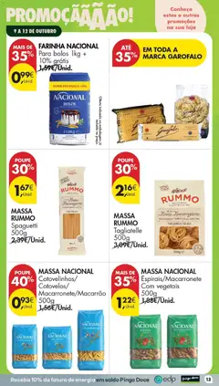 Pré-visualização Pingo Doce Folheto Poupe Este Fim de Semana válido de 09/10/2026 | Página: 13 | Produtos: Macarrão, Massa, Farinha