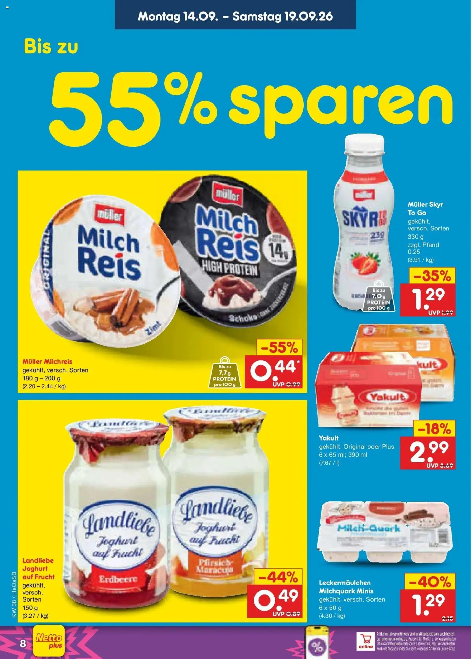 Netto Marken-Discount Prospekt Rostock – gültig ab 14.09.2026 | Seite: 10 | Produkte: Milch, Joghurt, Pfirsich, Reis