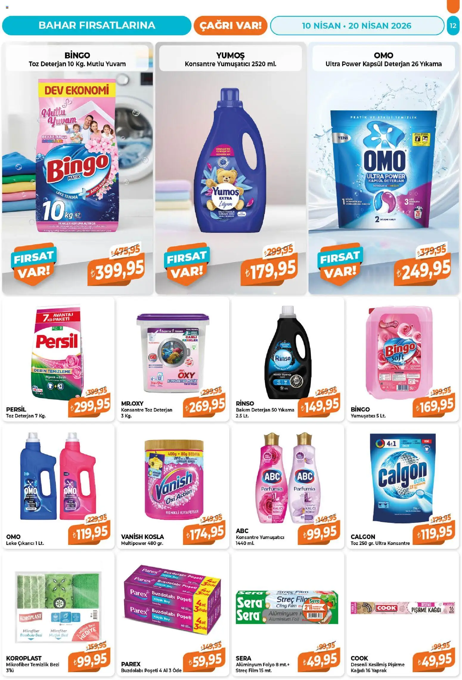 Çağrı Market Katalog - 10.04.2026 tarihinden itibaren geçerlidir | Sayfa: 12 | Ürünler: Yumuşatıcı, Leke çıkarıcı, Deterjan, Koku