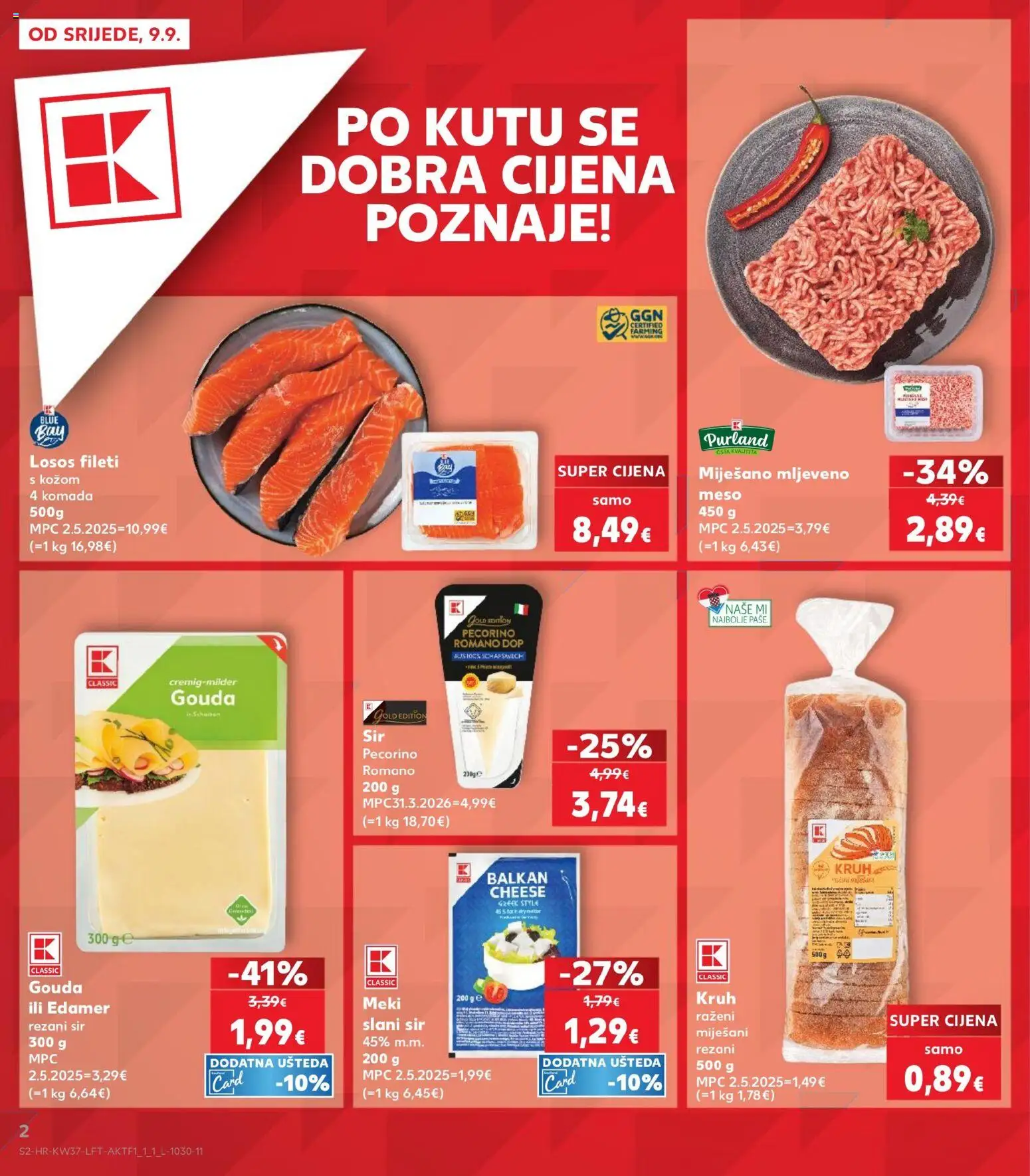 Kaufland katalog | vrijedi od 09.09.2026 | Stranica: 2 | Proizvodi: Sir, Kruh, Meso, Losos