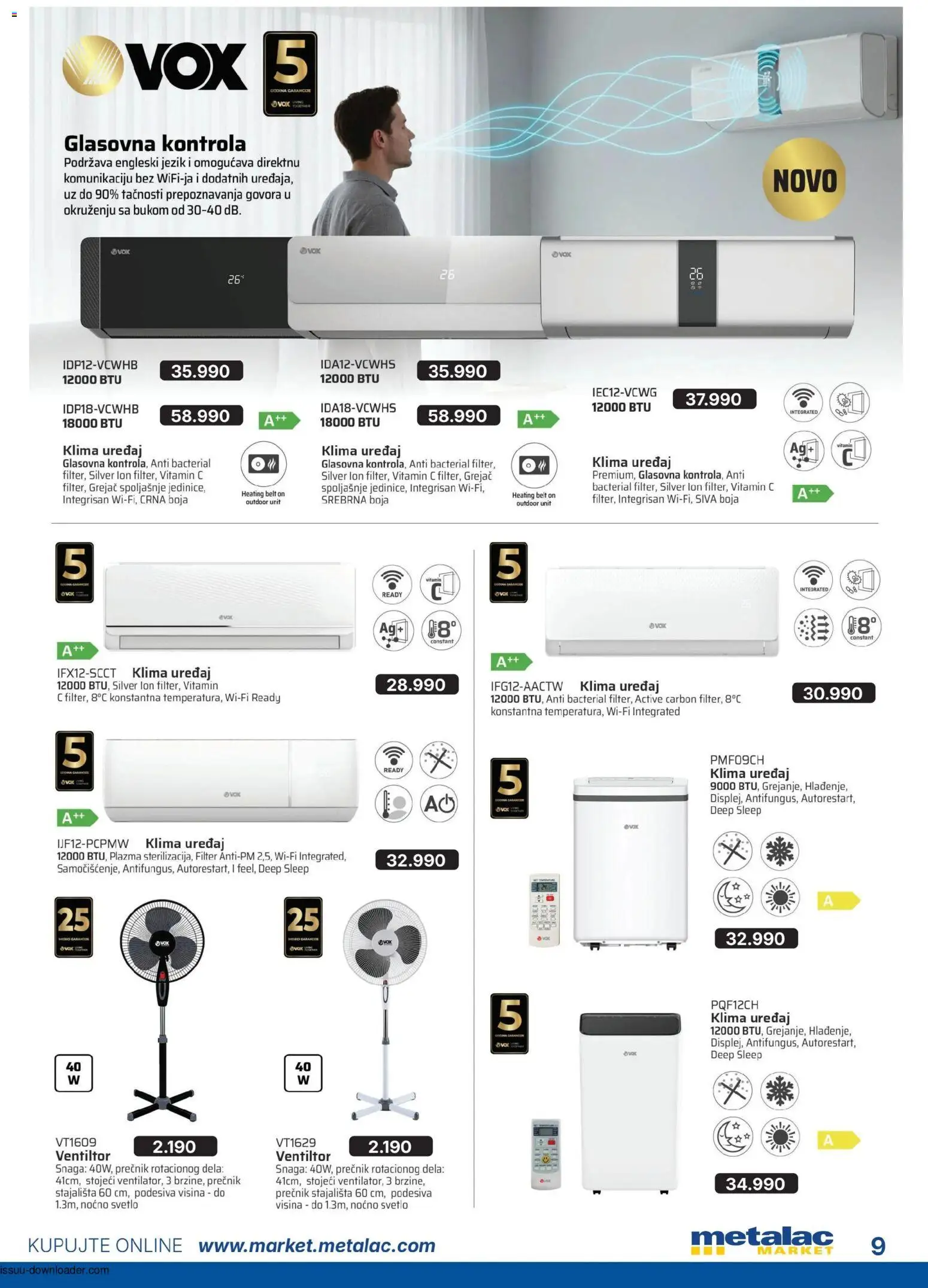 Metalac Market katalog - važi od 01.06.2026 | Strana: 9 | Proizvode: Plazma, Klima
