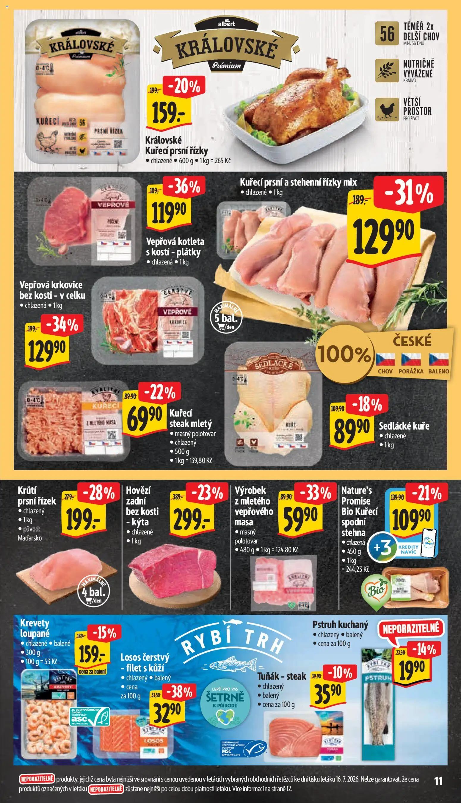 Albert leták - Supermarket - Ostrava od 22.07.2026 | Strana: 23 | Produkty: Krevety loupané, Steak, Vepřová krkovice bez kosti, Kýta