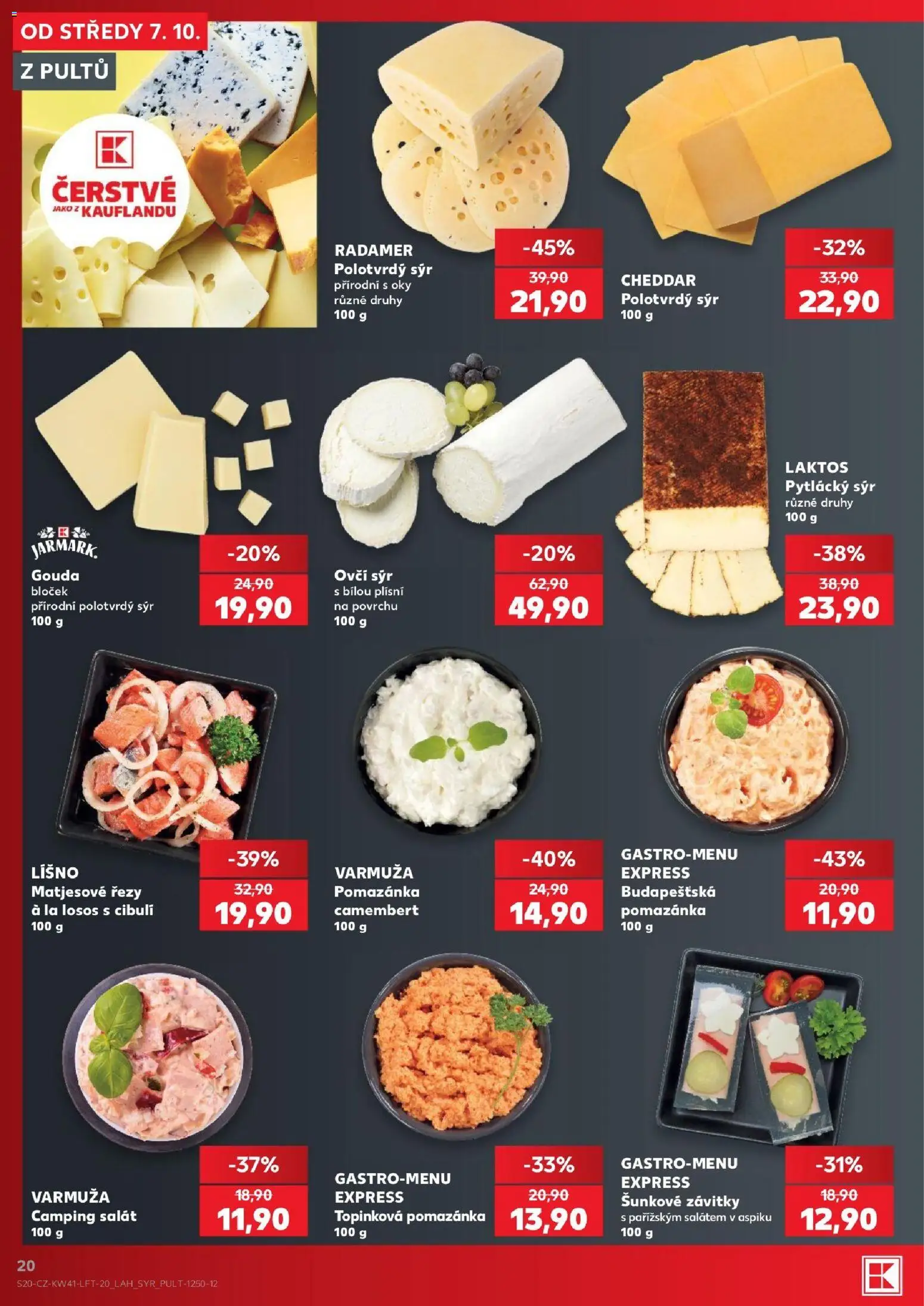 Kaufland leták - Liberec od 07.10.2026 | Strana: 20 | Produkty: Salát, Losos, Ovčí sýr, Cheddar