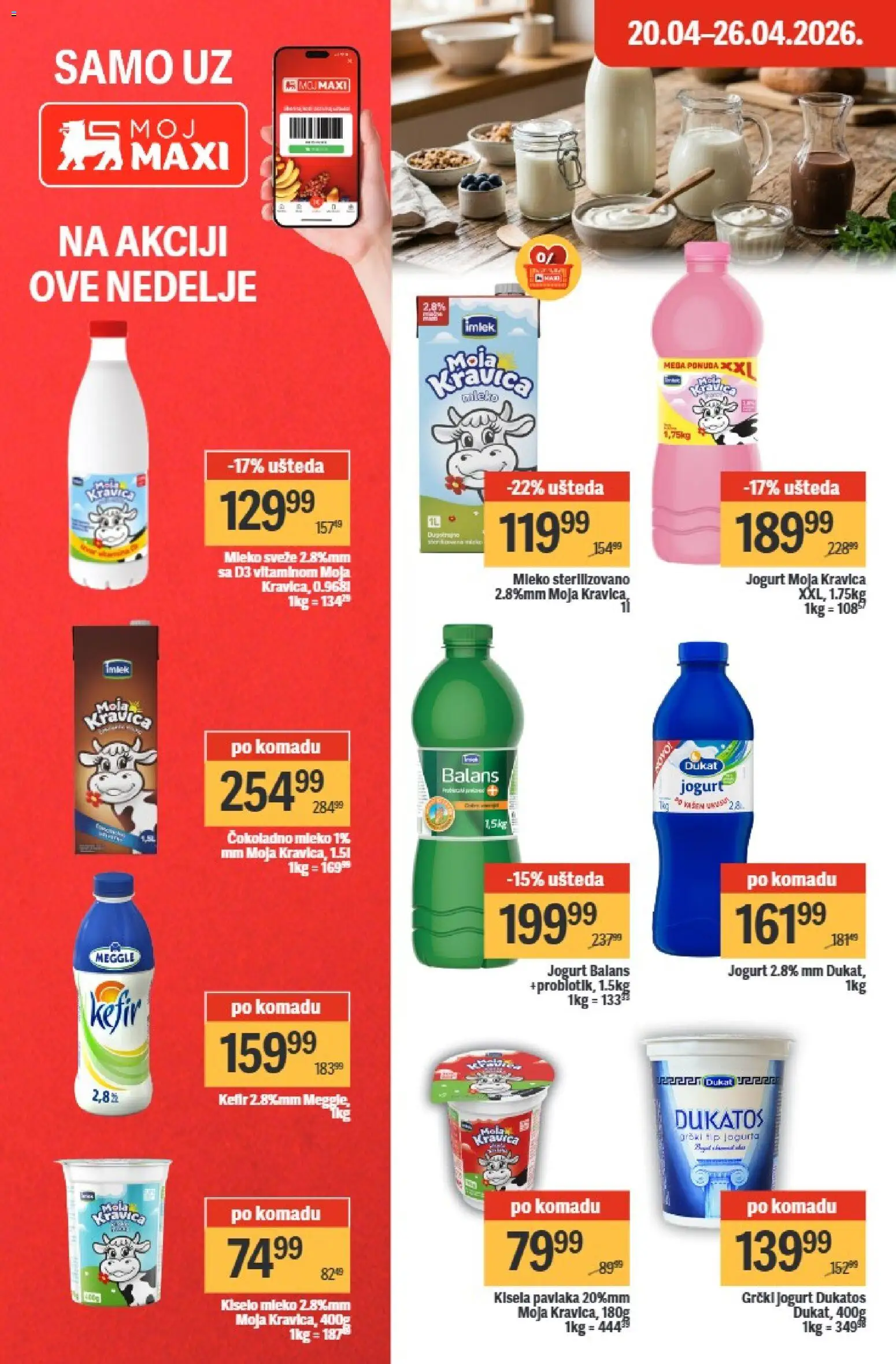 Maxi katalog - važi od 20.04.2026 | Strana: 20 | Proizvode: Dukatos, Moja kravica, Mleko, Jogurt