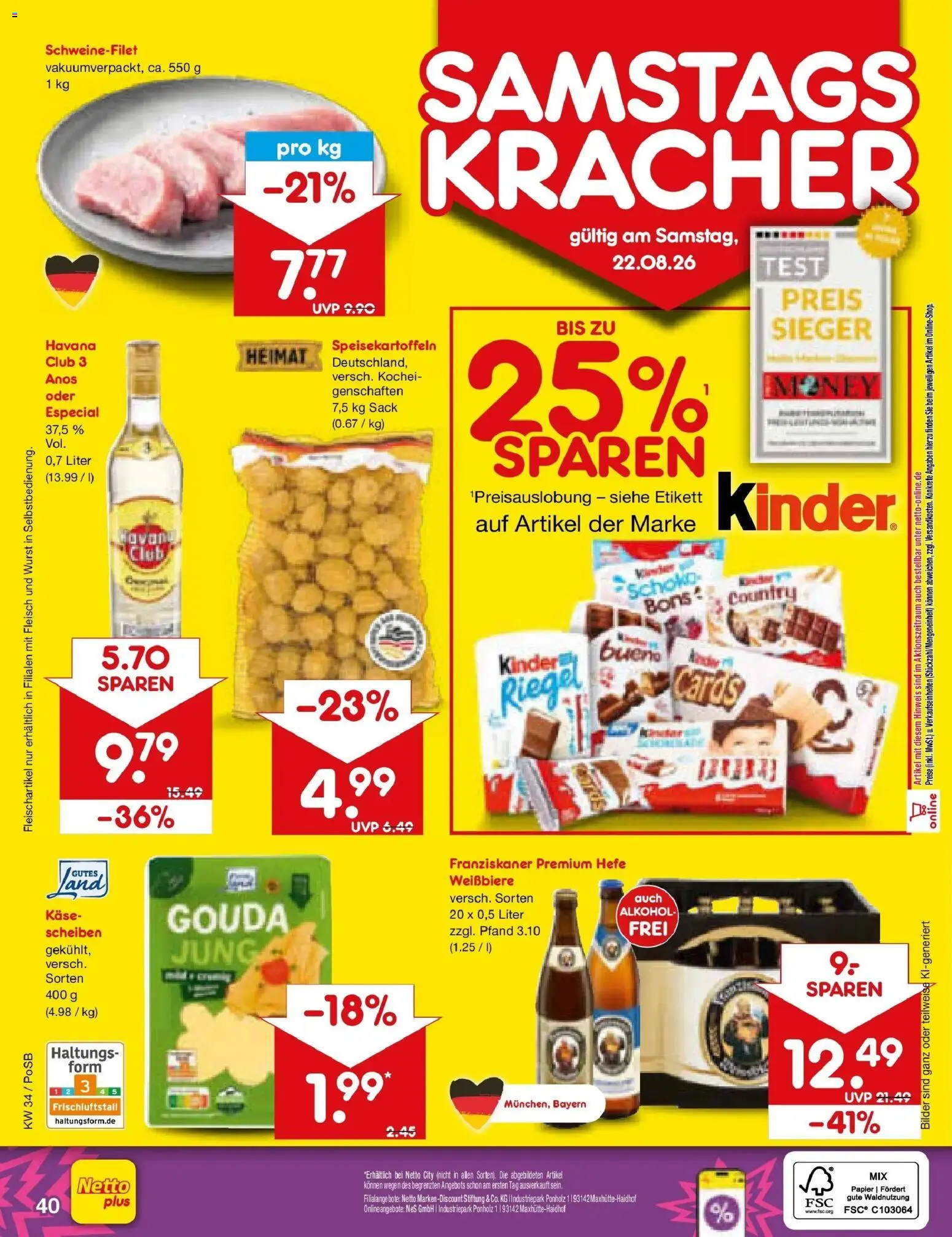 Netto Marken-Discount Prospekt Regensburg – gültig ab 17.08.2026 | Seite: 62 | Produkte: Franziskaner, Gouda, Alkohol, Wurst