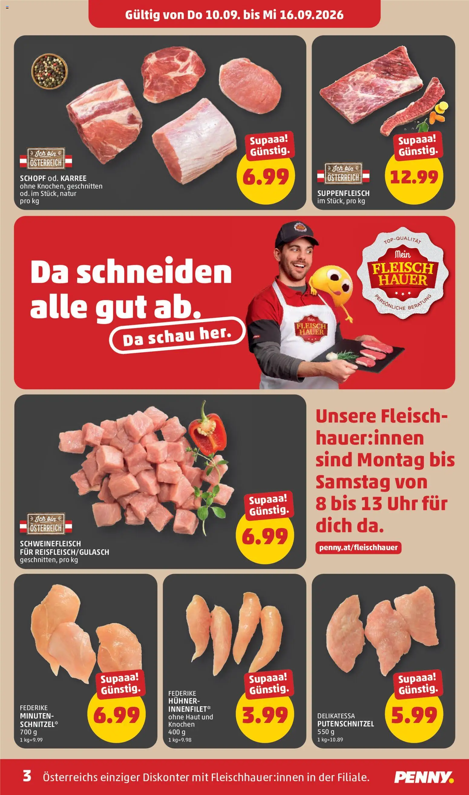Penny Markt Eröffnung in 4822 Bad Goisern gültig ab 10.09.2026 | Seite: 3 | Produkte: Uhr, Schweinefleisch