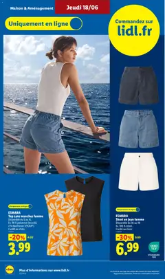 LIDL - Prévisualisation de ESMARA, Short en jean femme, Disponible du 36 au 48., Ex. 100 % coton., L'unité au choix. valide à partir de 18.06.2026 | Page: 42
