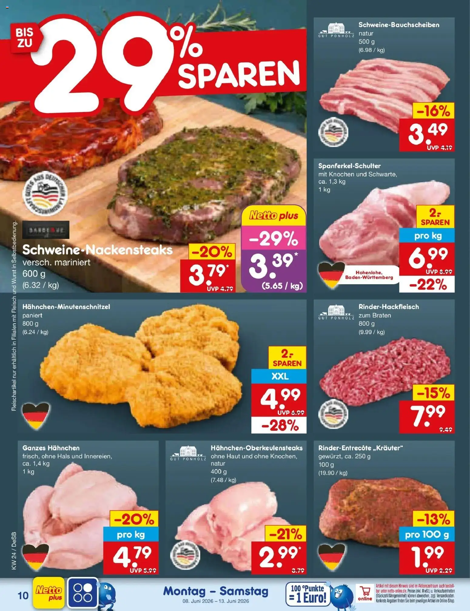 Netto Marken-Discount Prospekt Waiblingen-Bittenfeld – gültig ab 08.06.2026 | Seite: 16 | Produkte: Hahnchen, Wurst, Fleisch