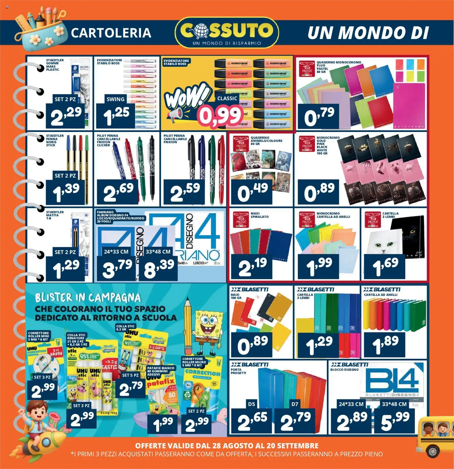 Volantino Cossuto del 28/08/2026 | Pagina: 14 | Prodotti: Porta, Colla, Evidenziatore, Quaderno