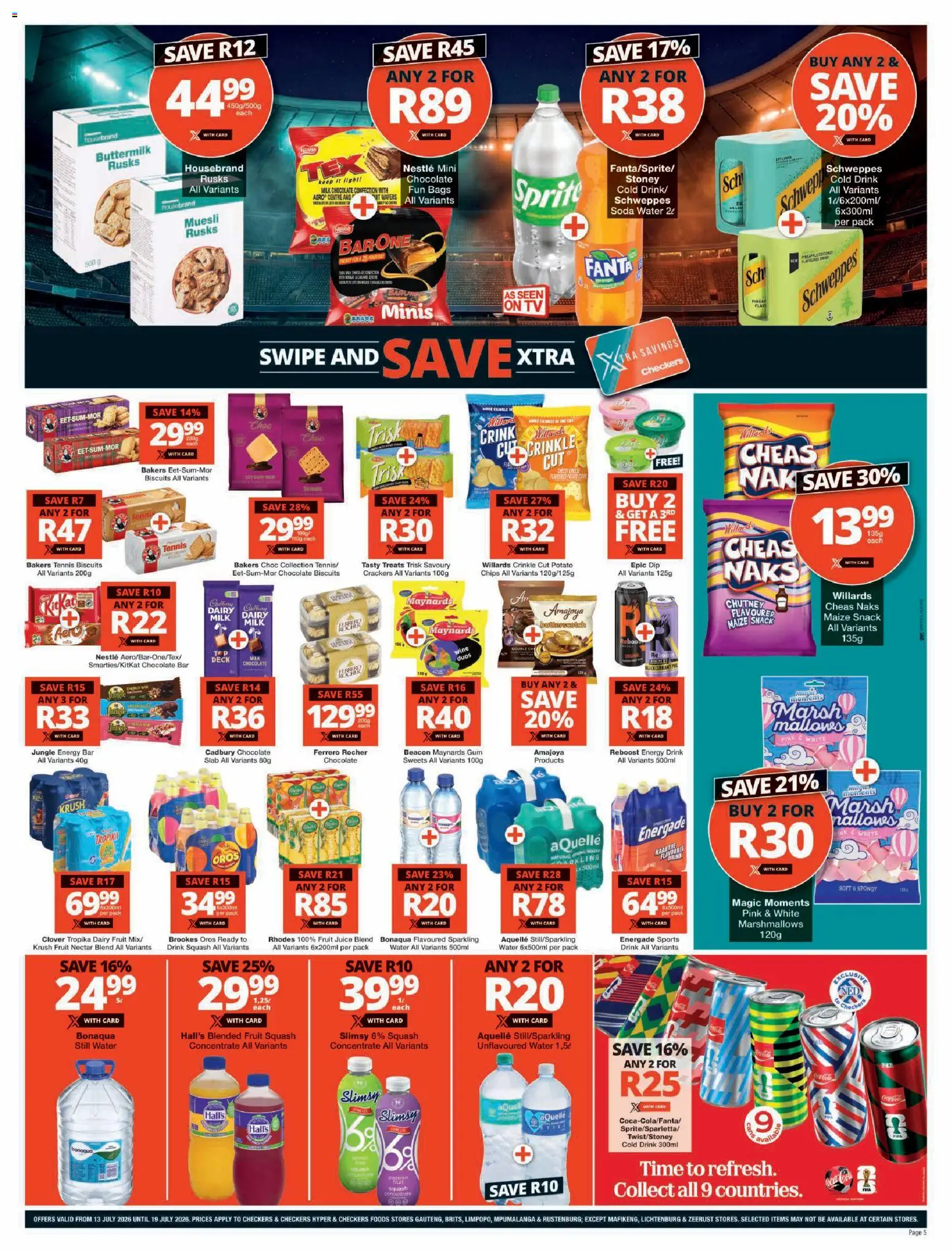 New Checkers catalogue – valid from 13/07/2026 | Page: 5 | Products: Sweets, Chocolate, Stoney, Fruit