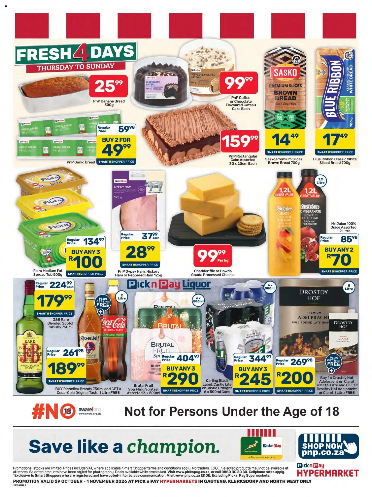 New Pick n Pay catalogue – valid from 29/10/2026 | Page: 2 | Products: Pomegranate, Coffee, Ham, Juice