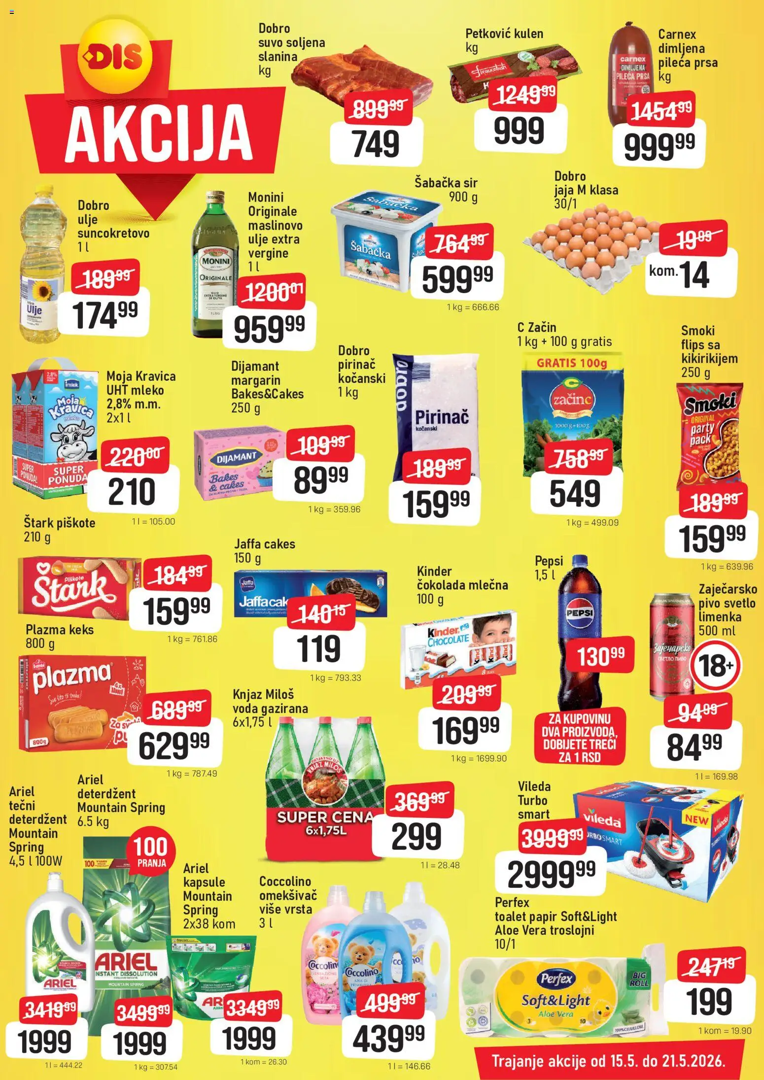 DIS katalog - važi od 15.05.2026 | Strana: 2 | Proizvode: Plazma, Voda, Čokolada, Slanina