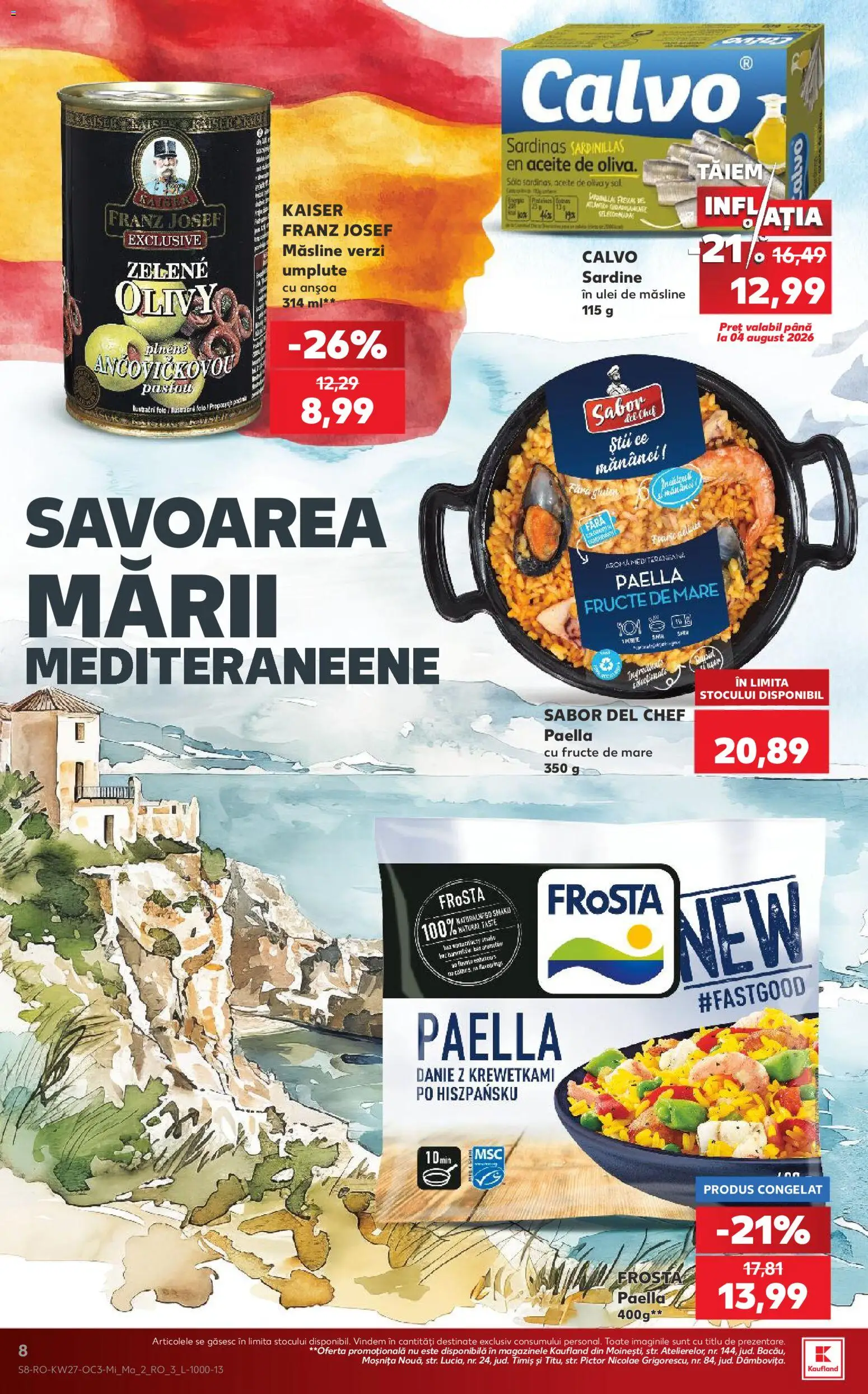 Noul catalog Kaufland – valabil de la 01.07.2026 | Pagină: 8 | Produse: Șal, Măsline, Ulei, Fructe