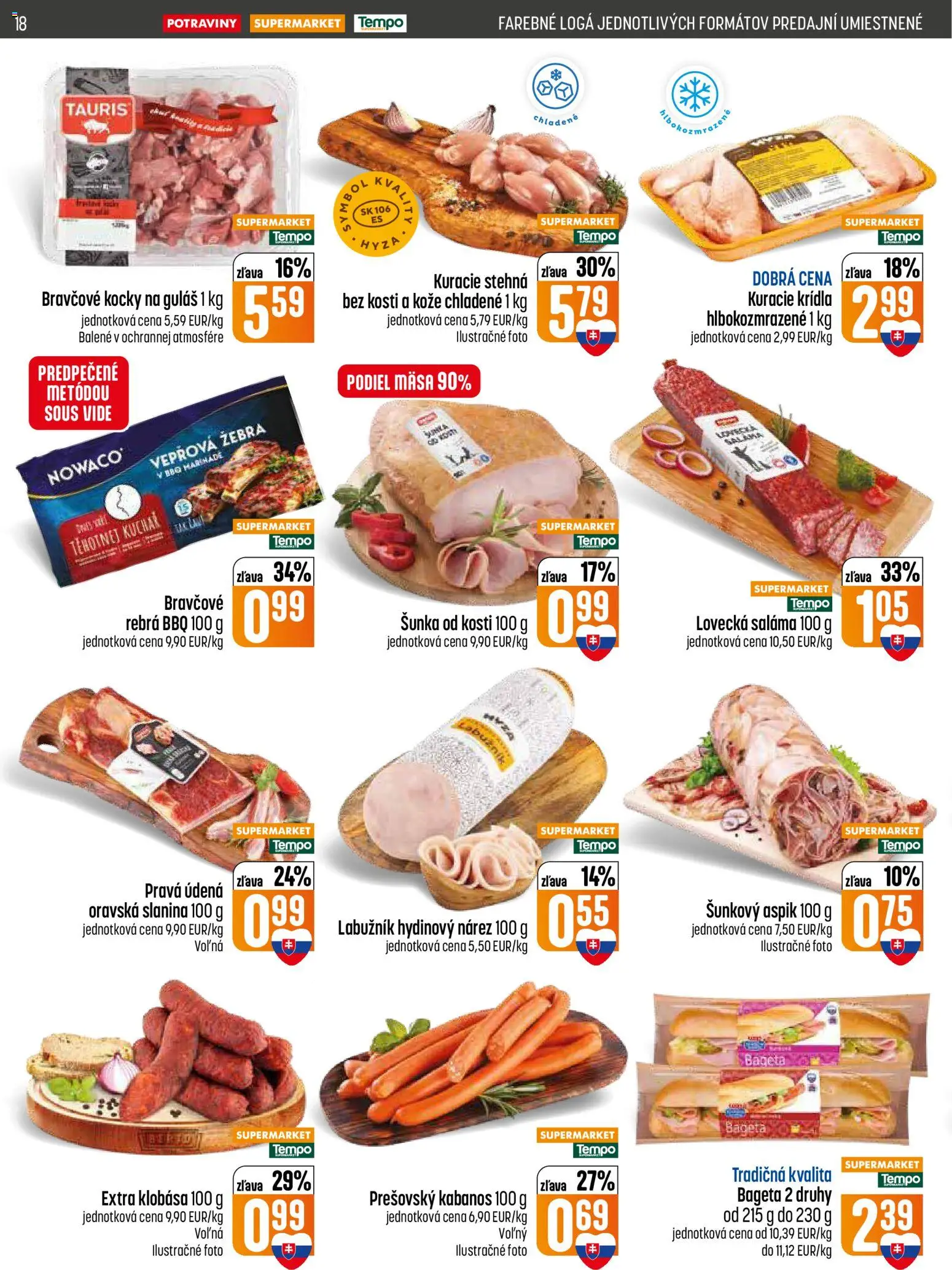 Nové COOP Jednota akcie – leták je platný od 03.09.2026 | Strana: 18 | Produkty: Šunka, Slanina, Kuracie krídla, Stehná