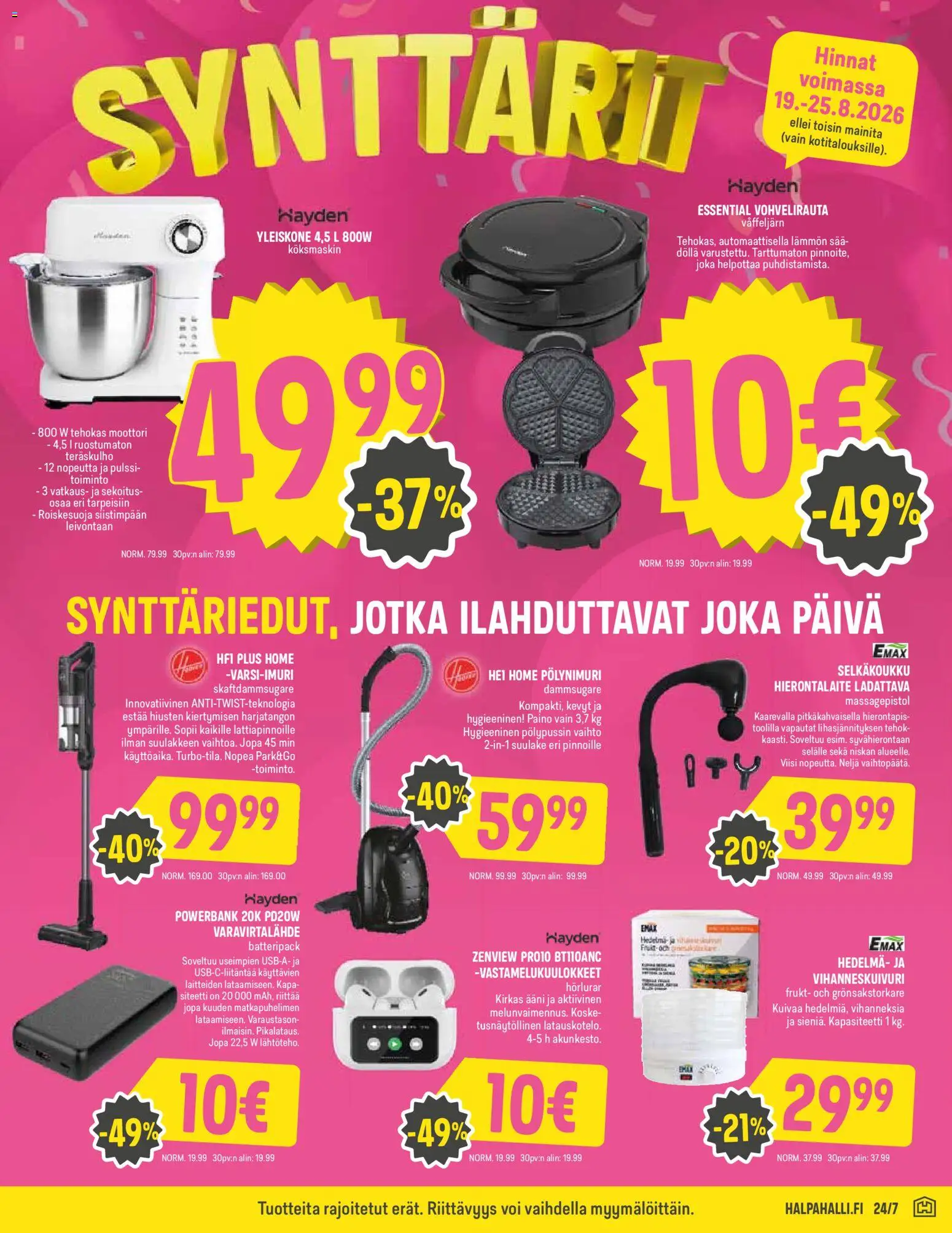 Halpa Halli tarjoukset – voimassa 19/08/2026 alkaen | Sivu: 7 | Tuotteet: Varavirtalähde, Vastamelukuulokkeet, Voi, Powerbank