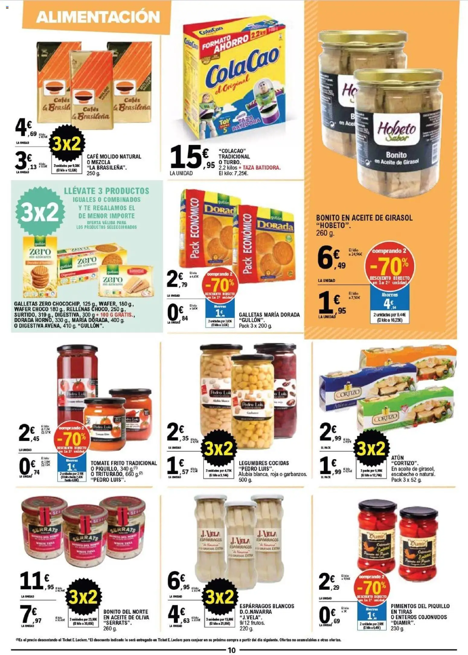 E.Leclerc Vitoria │ válido desde el 10.06.2026 | Página: 10 | Productos: Café molido, Galletas, Aceite de oliva, Vela