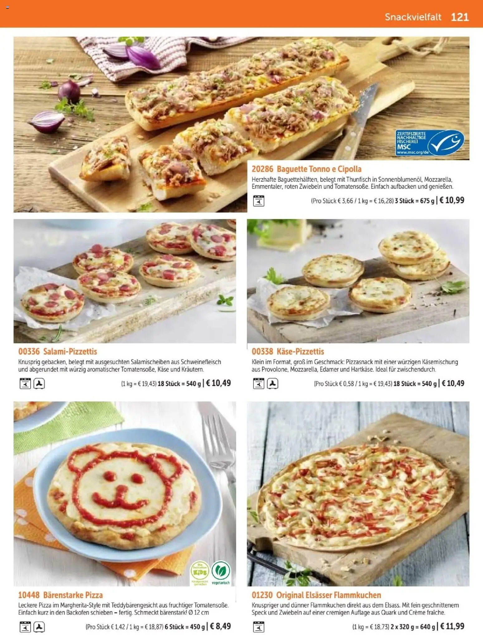 Bofrost Katalog – gültig ab 07.09.2026 | Seite: 121 | Produkte: Thunfisch, Mozzarella, Edamer, Backofen