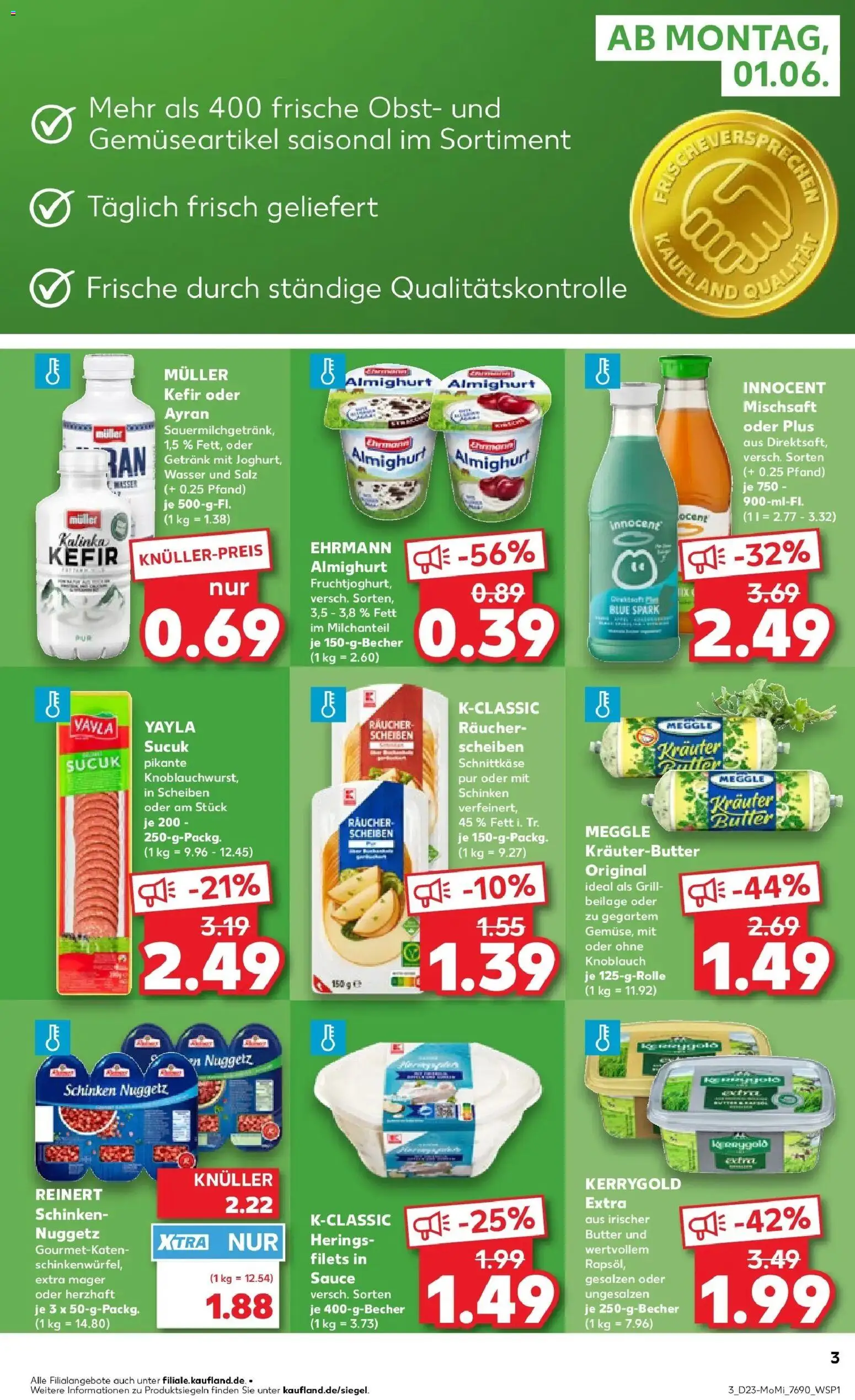 Kaufland Prospekt Backnang – gültig ab 01.06.2026 | Seite: 3 | Produkte: Grill, Ehrmann almighurt, Wasser, Knoblauch