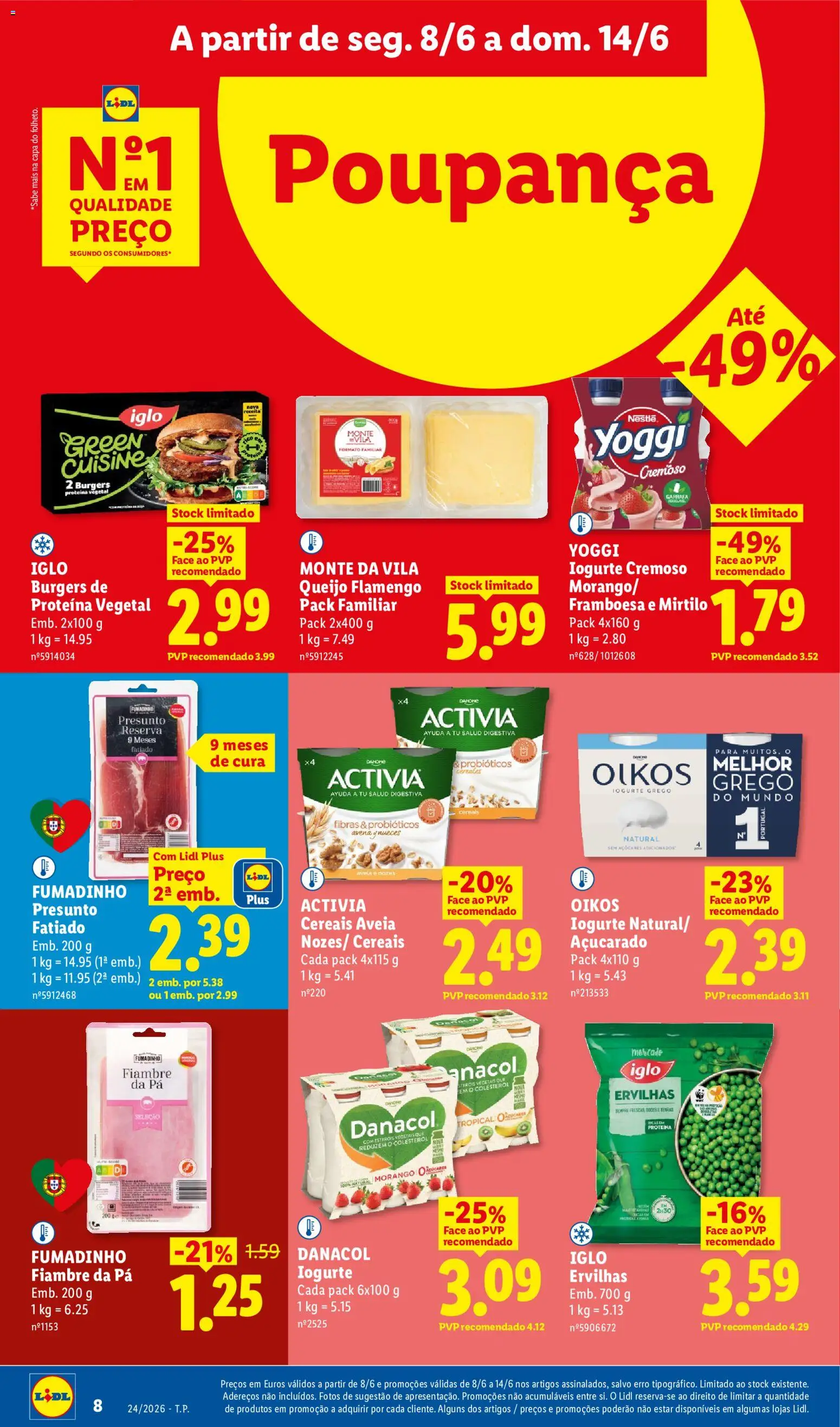 Lidl folheto │ válido de 08.06.2026 | Página: 8 | Produtos: Aveia, Doces, Cereais, Pá