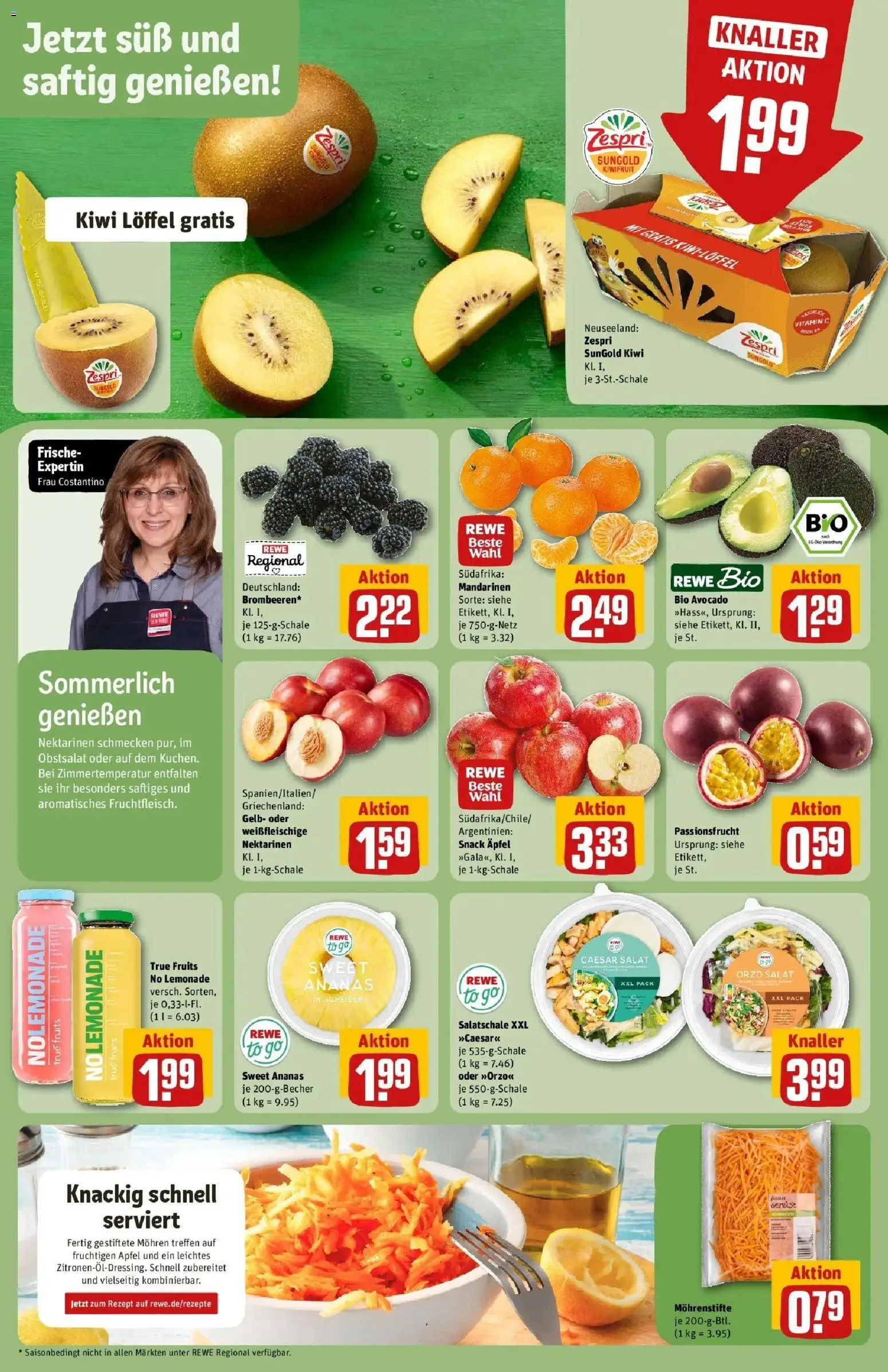 REWE Prospekt ab 10.08.2026 zum Blättern » Angebote | Seite: 4 | Produkte: Nektarinen, Avocado, Gemüse, Salat