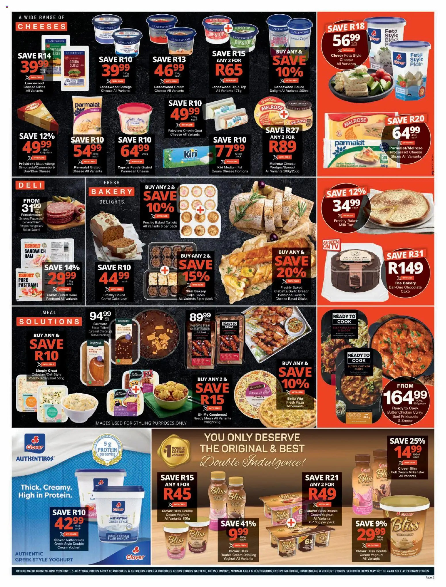 New Checkers catalogue – valid from 29/06/2026 | Page: 3 | Products: Yoghurt, Milk, Pizza, Pork