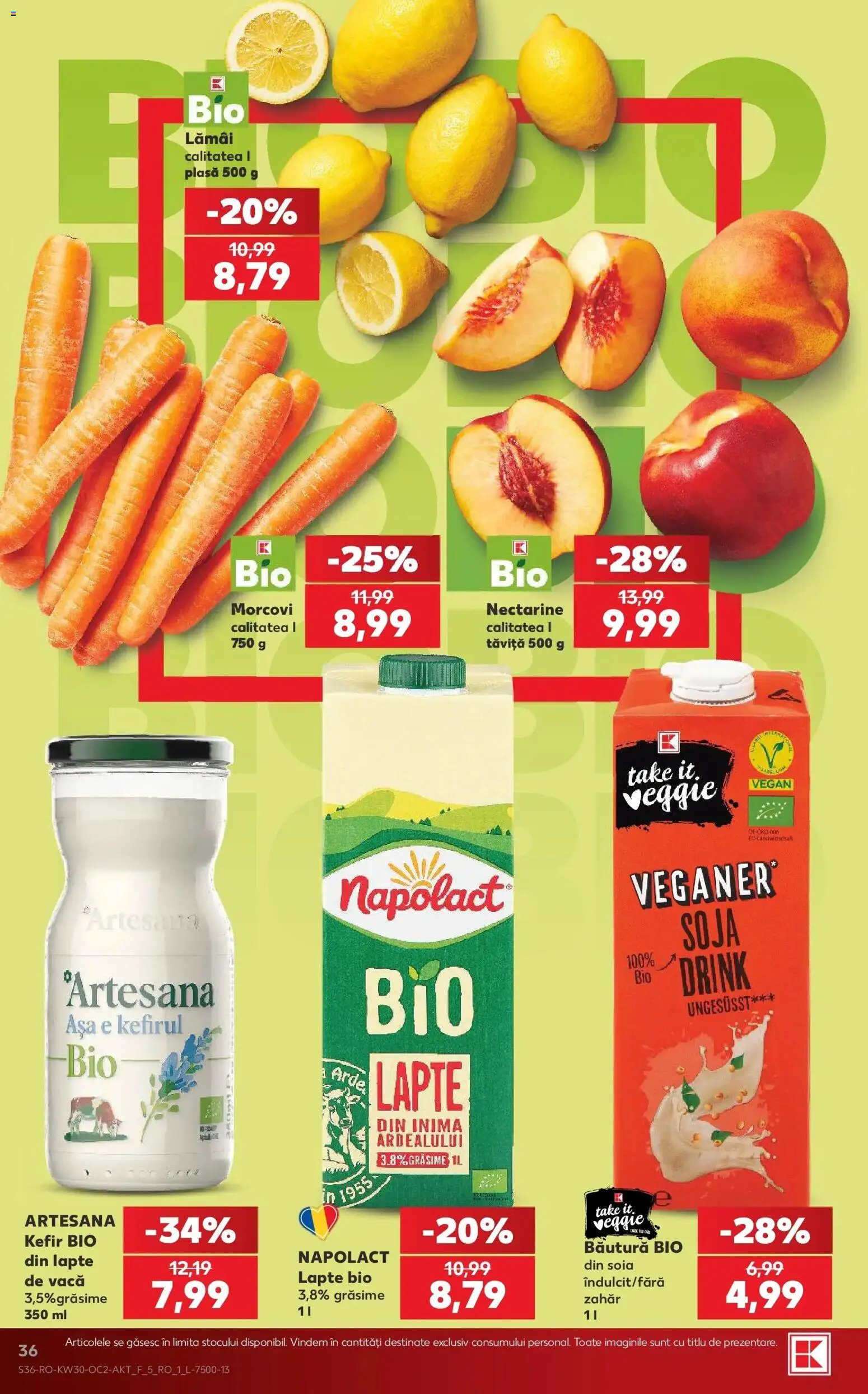 Noul catalog Kaufland – valabil de la 22.07.2026 | Pagină: 36 | Produse: Bio, Lapte, Morcovi, Zahăr