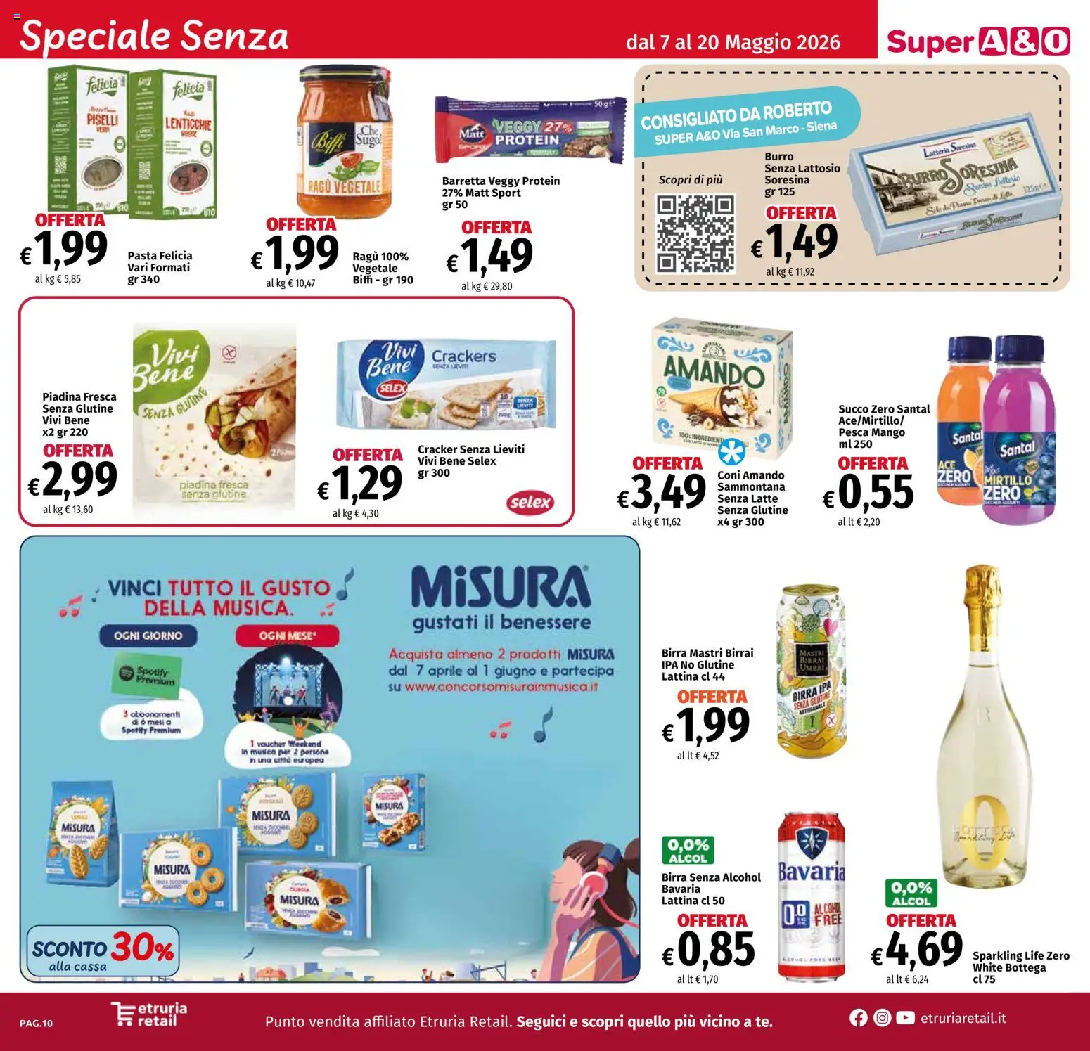 Volantino A&O del 07.05.2026 | Pagina: 10 | Prodotti: Succo, Piadina, Piselli, Barretta