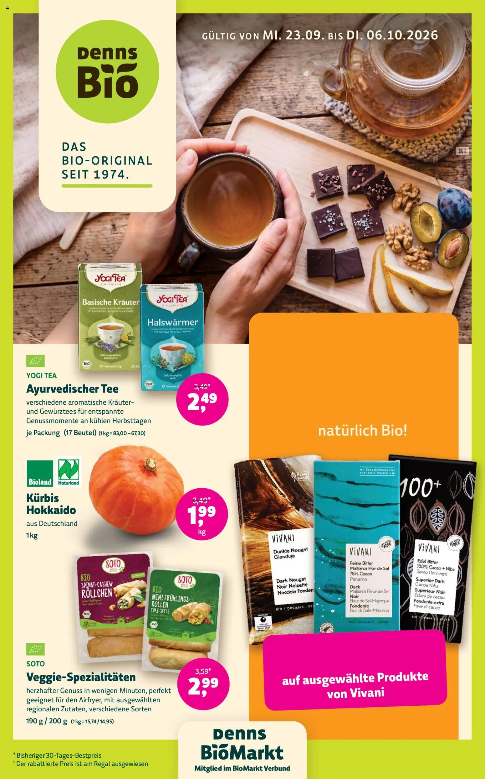 Denns BioMarkt Angebote – gültig ab 23.09.2026 | Seite: 1 | Produkte: Regal, Kürbis, Tee