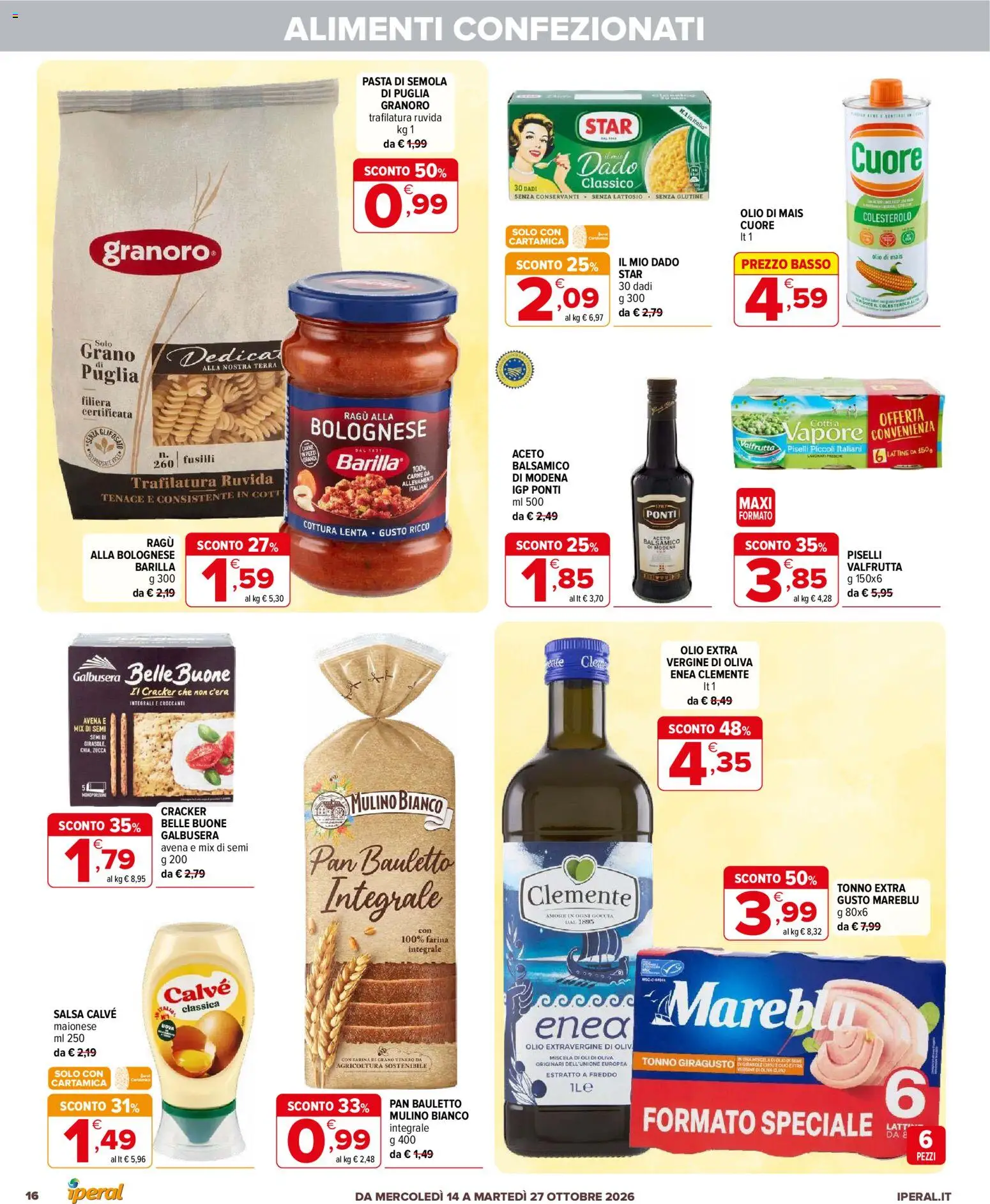 Volantino Iperal del 14/10/2026 | Pagina: 16 | Prodotti: Maionese, Cracker, Fusilli, Semi di girasole