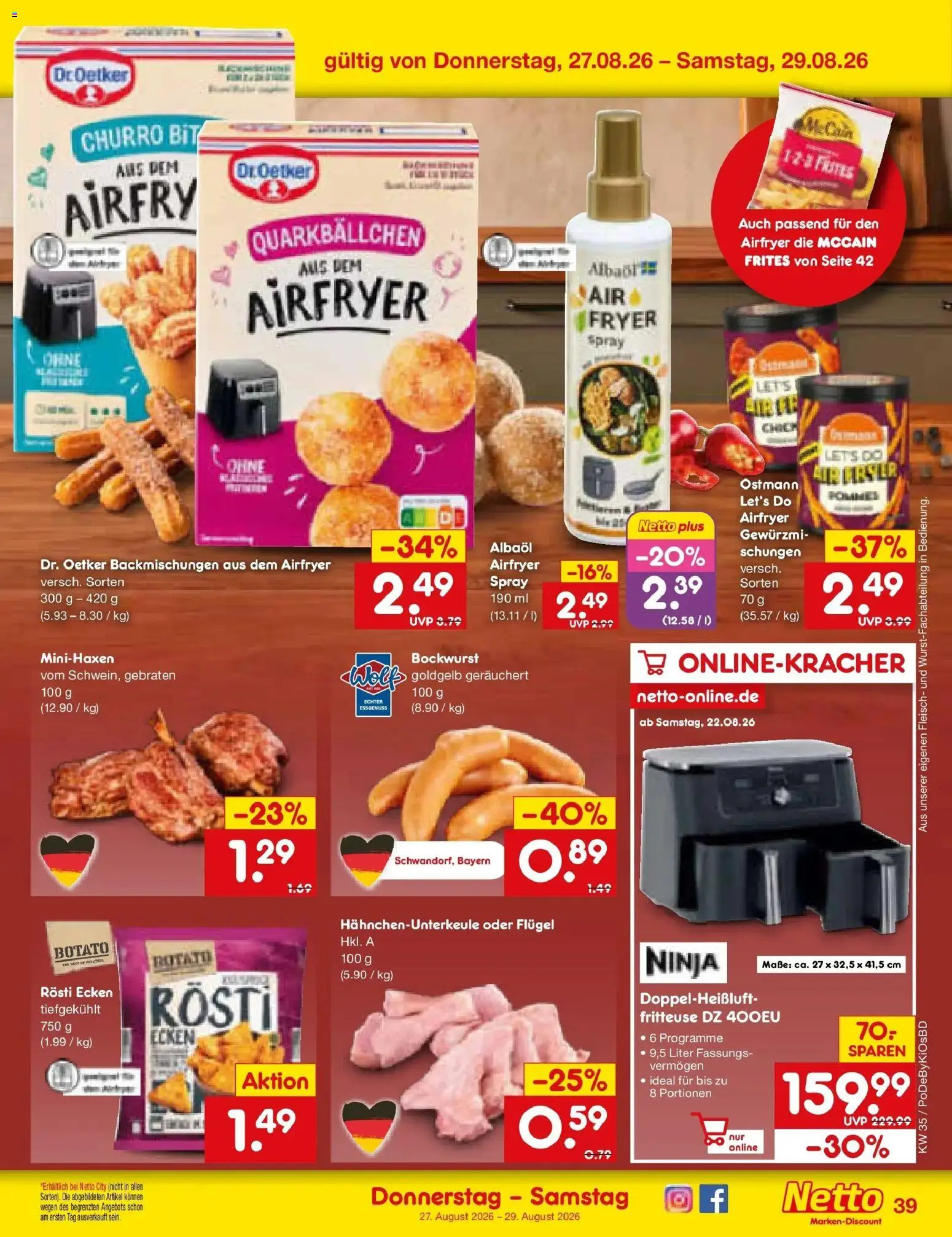 Netto Marken-Discount Prospekt Mistelbach – gültig ab 24.08.2026 | Seite: 53 | Produkte: Bockwurst, McCain, Fritteuse, Fleisch