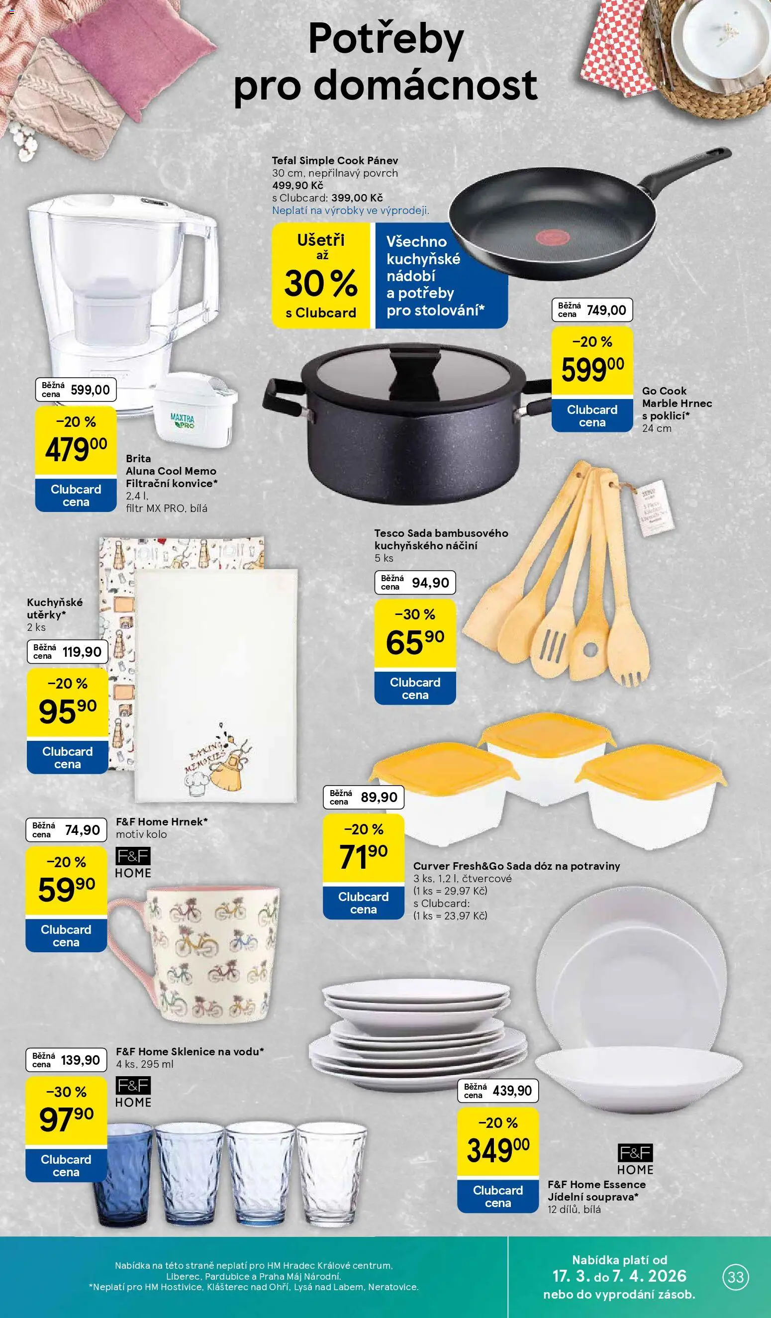 Tesco leták - Hypermarket od 31.03.2026 | Strana: 33 | Produkty: Pánev, Hrnec, Brita, Tefal