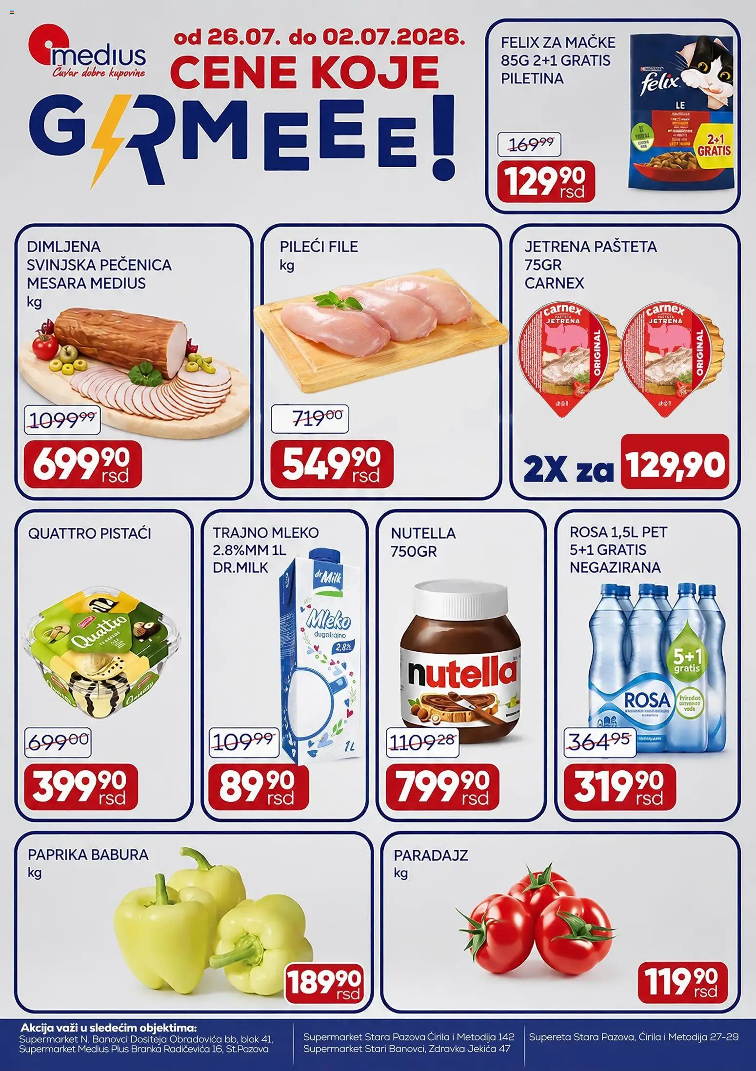 Medius katalog - važi od 26.06.2026 | Strana: 1 | Proizvode: Pistaći, Paprika, Pečenica, Pašteta