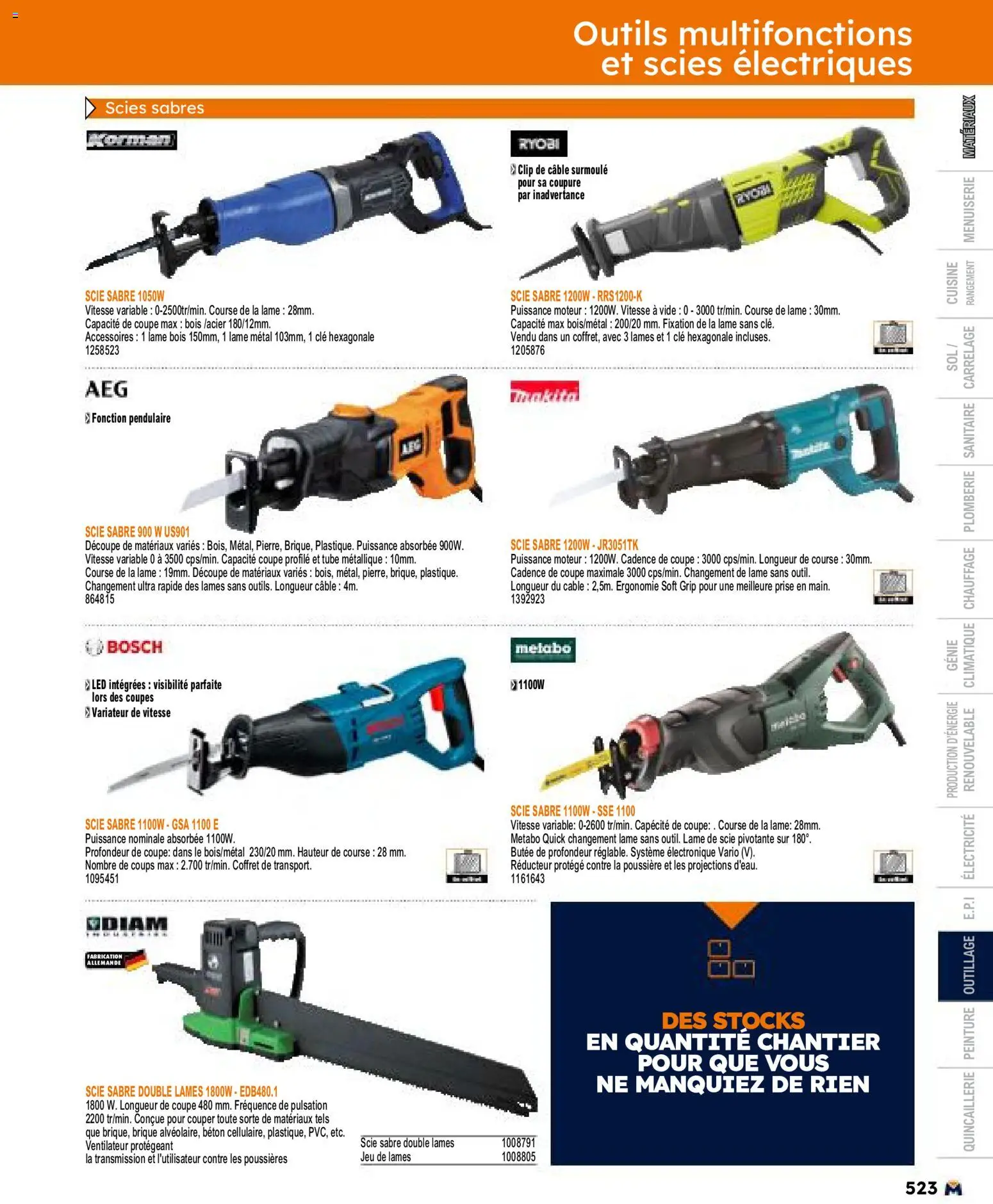 {H1} | Page: 523 | Produits: Câble, Clé, Ventilateur, Prise