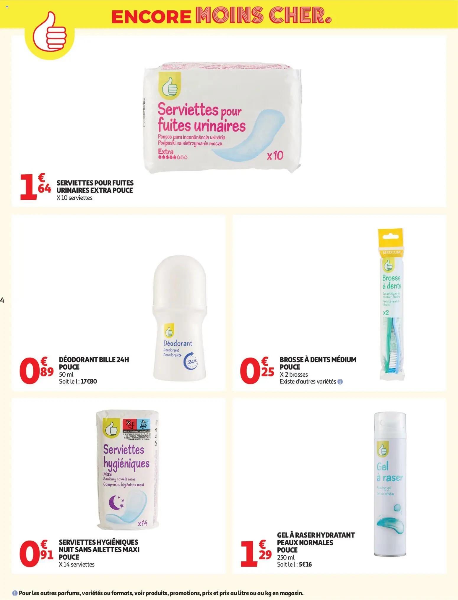 {H1} | Page: 4 | Produits: Gel à raser, Brosse, Déodorant, Brosse à dents