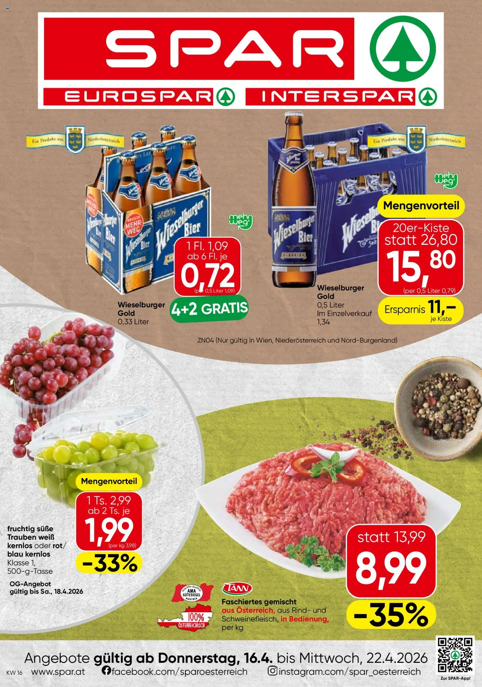 Spar Flugblatt - Wien gültig ab 16.04.2026 | Seite: 1 | Produkte: Bier