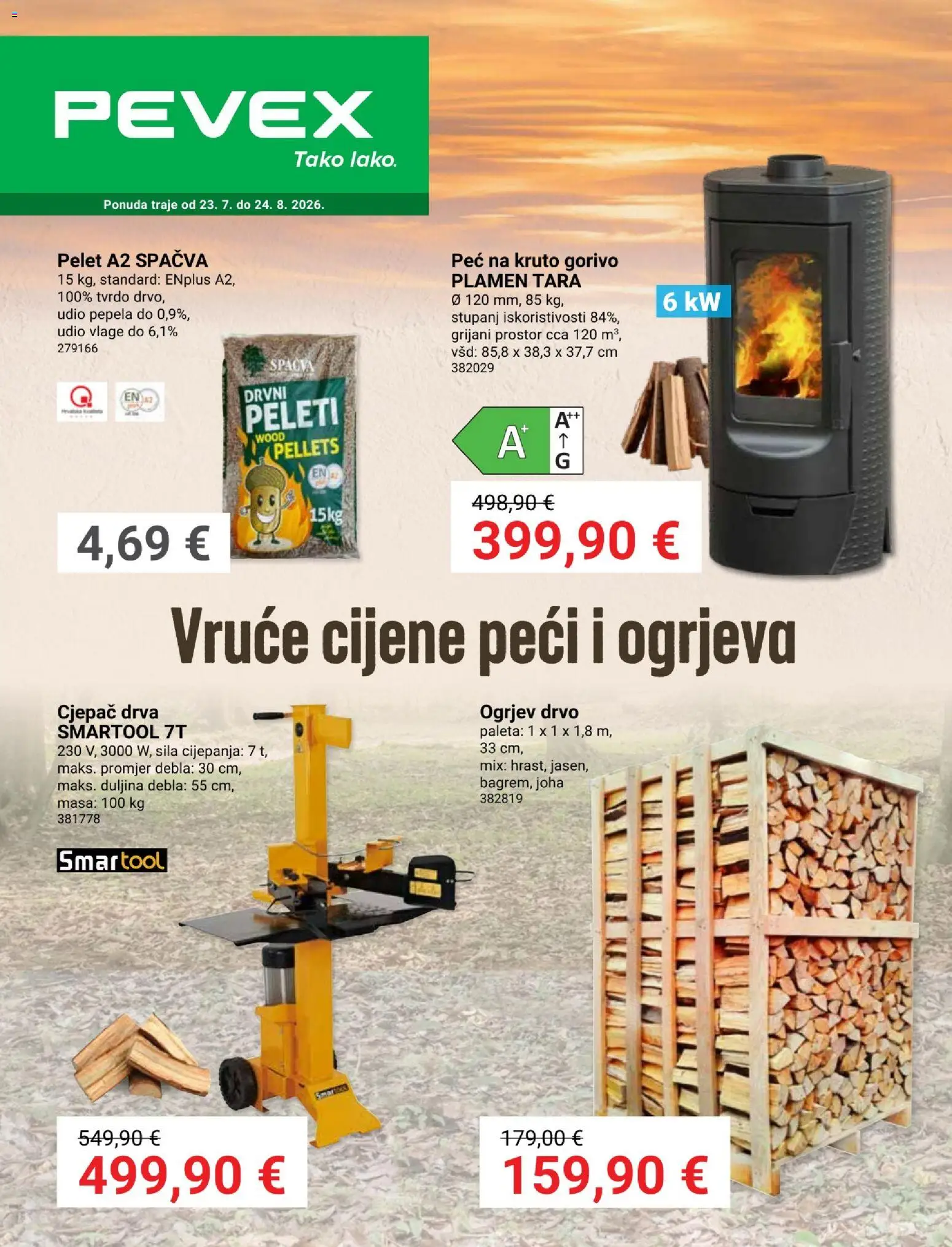 Pevex katalog | vrijedi od 23.07.2026 | Stranica: 1 | Proizvodi: Paleta, Peleti