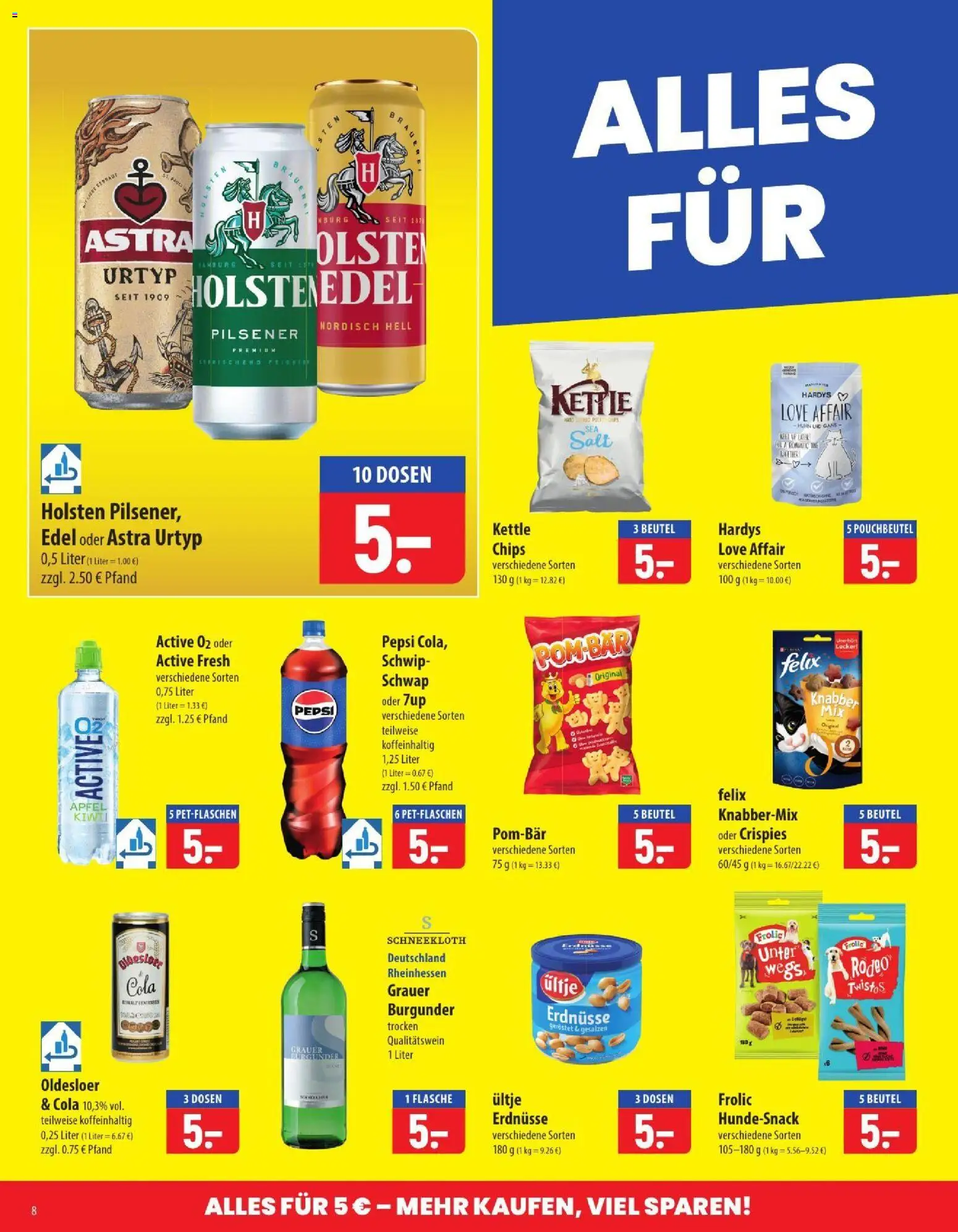 Famila Prospekt – gültig ab 06.07.2026 | Seite: 8 | Produkte: Erdnüsse, Holsten, Pepsi, Chips