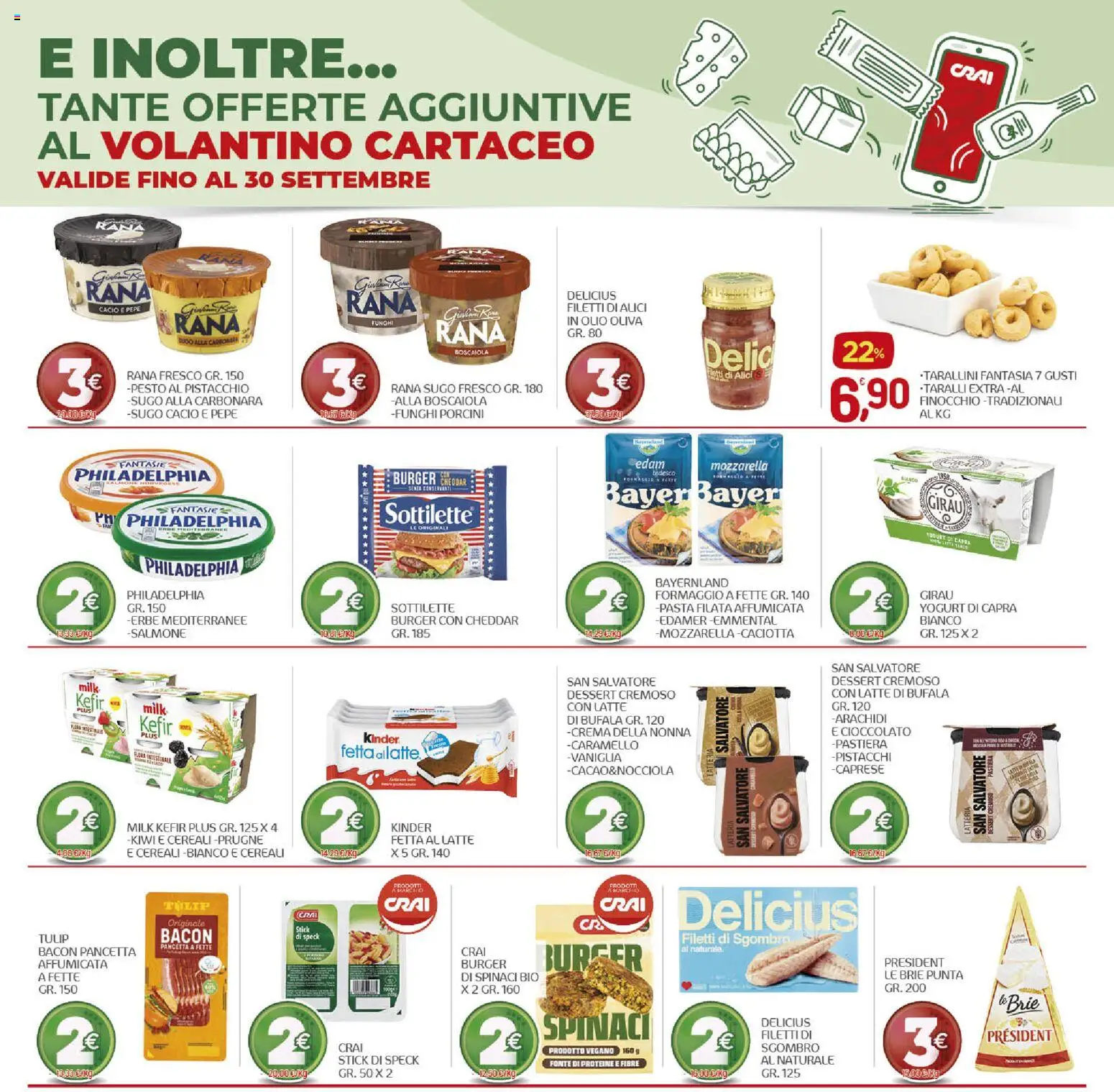 Volantino CRAI del 17/09/2026 | Pagina: 19 | Prodotti: Kefir, Pancetta, Yogurt di capra, Spinaci