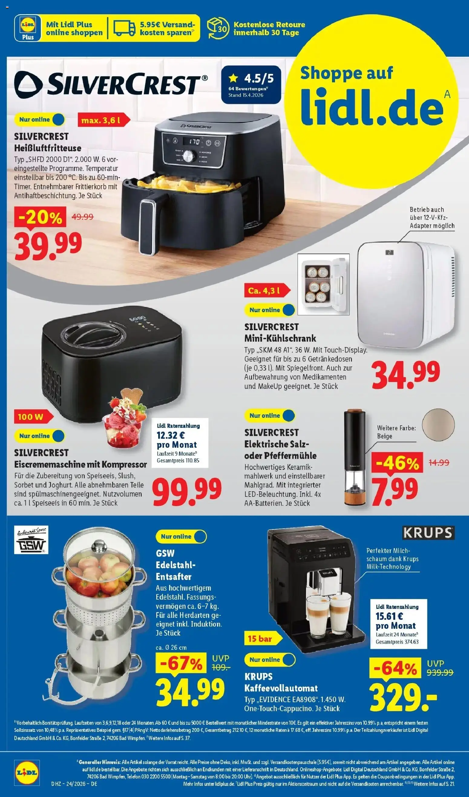 Lidl Prospekt Senftenberg – gültig ab 08.06.2026 | Seite: 60 | Produkte: Entsafter, Milch, Salz, Heißluftfritteuse