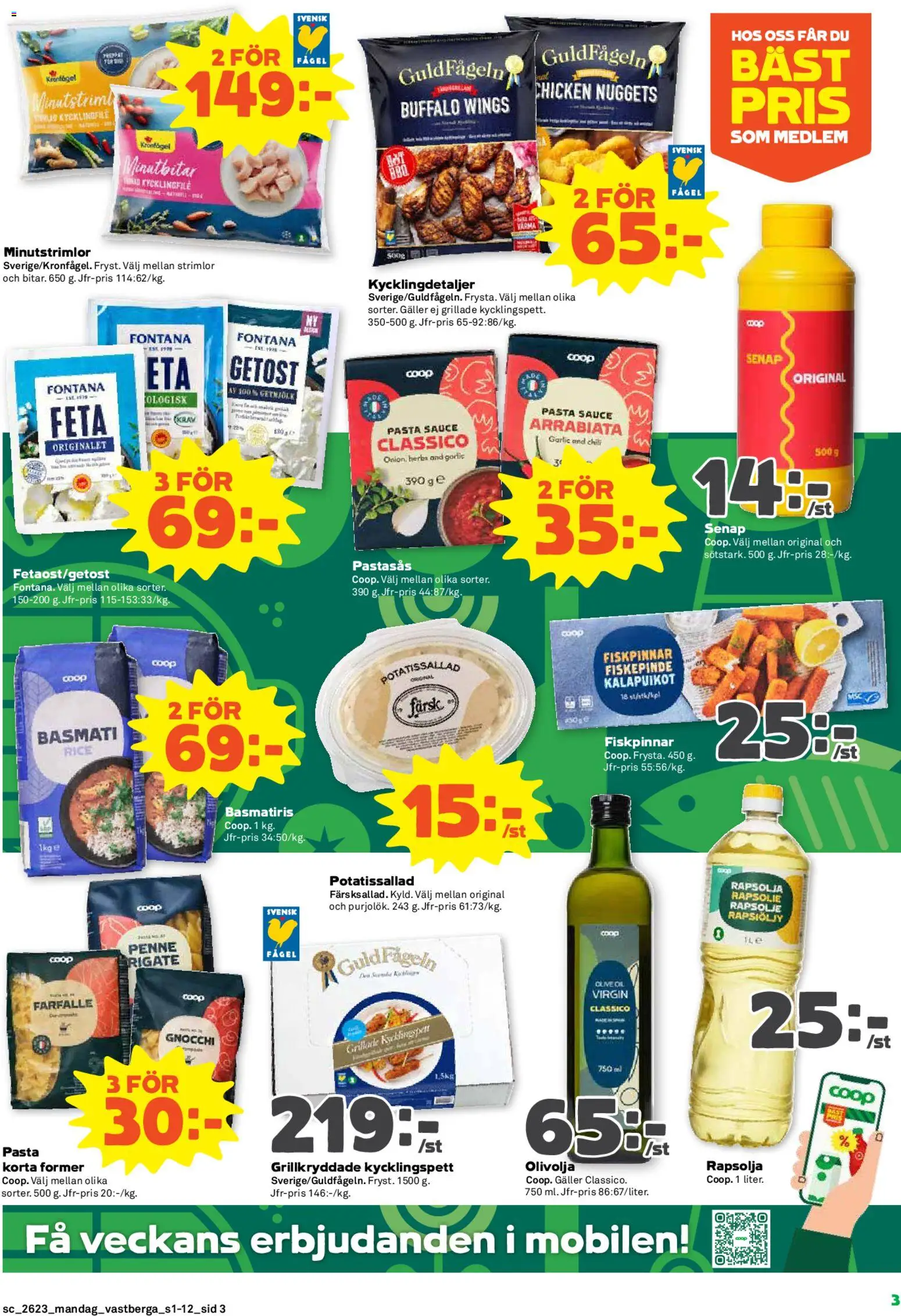 Coop Forum reklamblad aktuell från 01.06.2026 | Sida: 3 | Produkter: Potatissallad, Senap, Rapsolja, Pasta