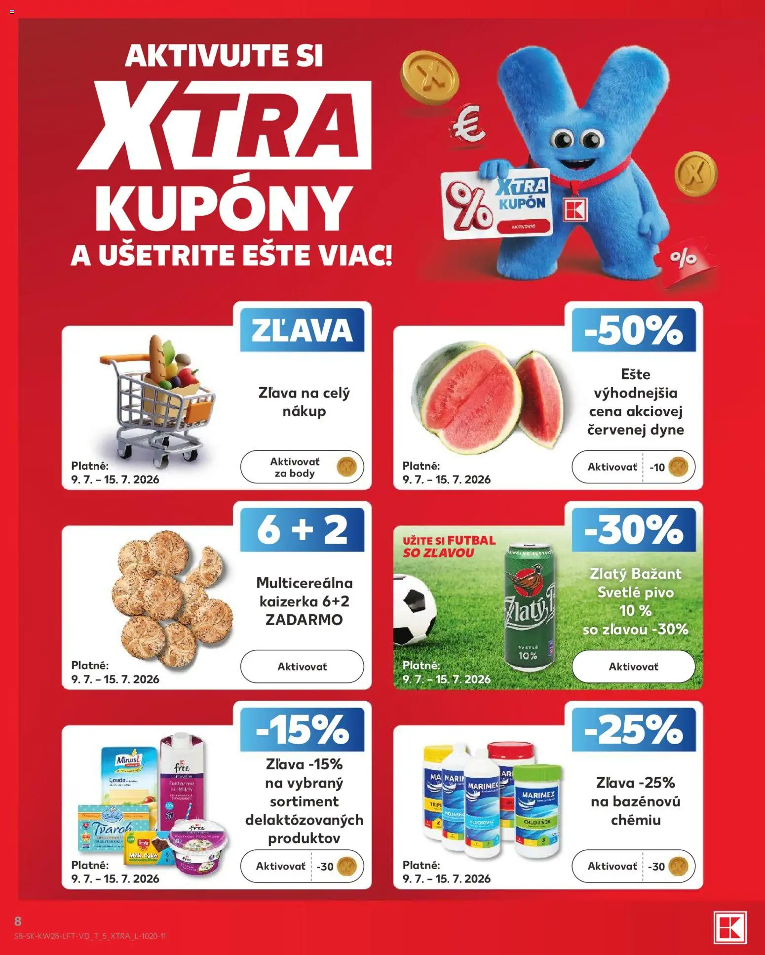 Nové Kaufland akcie – leták je platný od 09.07.2026 | Strana: 8 | Produkty: Pivo, Zlatý Bažant, Tvaroh