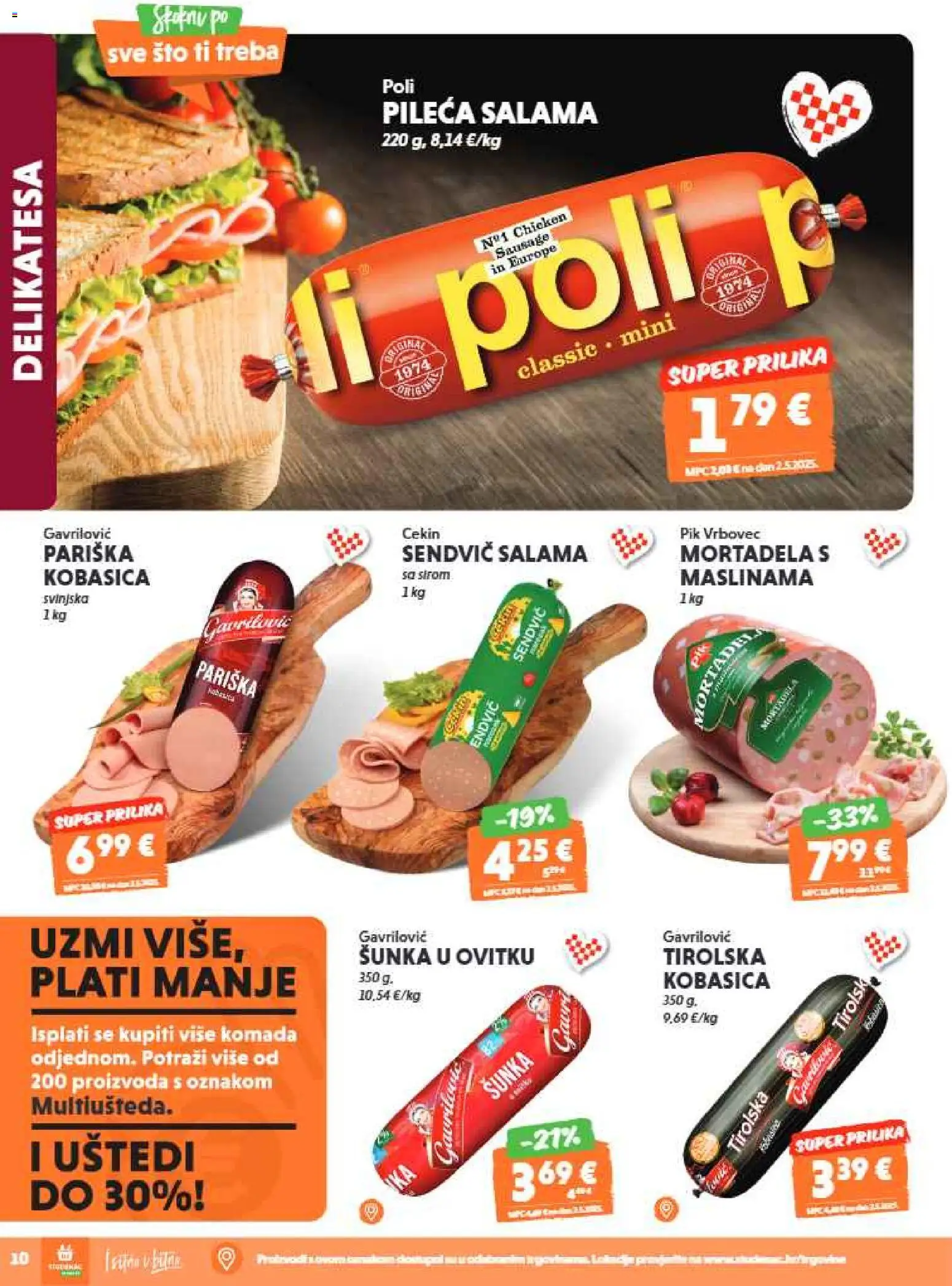 Studenac katalog | vrijedi od 13.05.2026 | Stranica: 10 | Proizvodi: Salama, Šunka, Mortadela, Pik Vrbovec