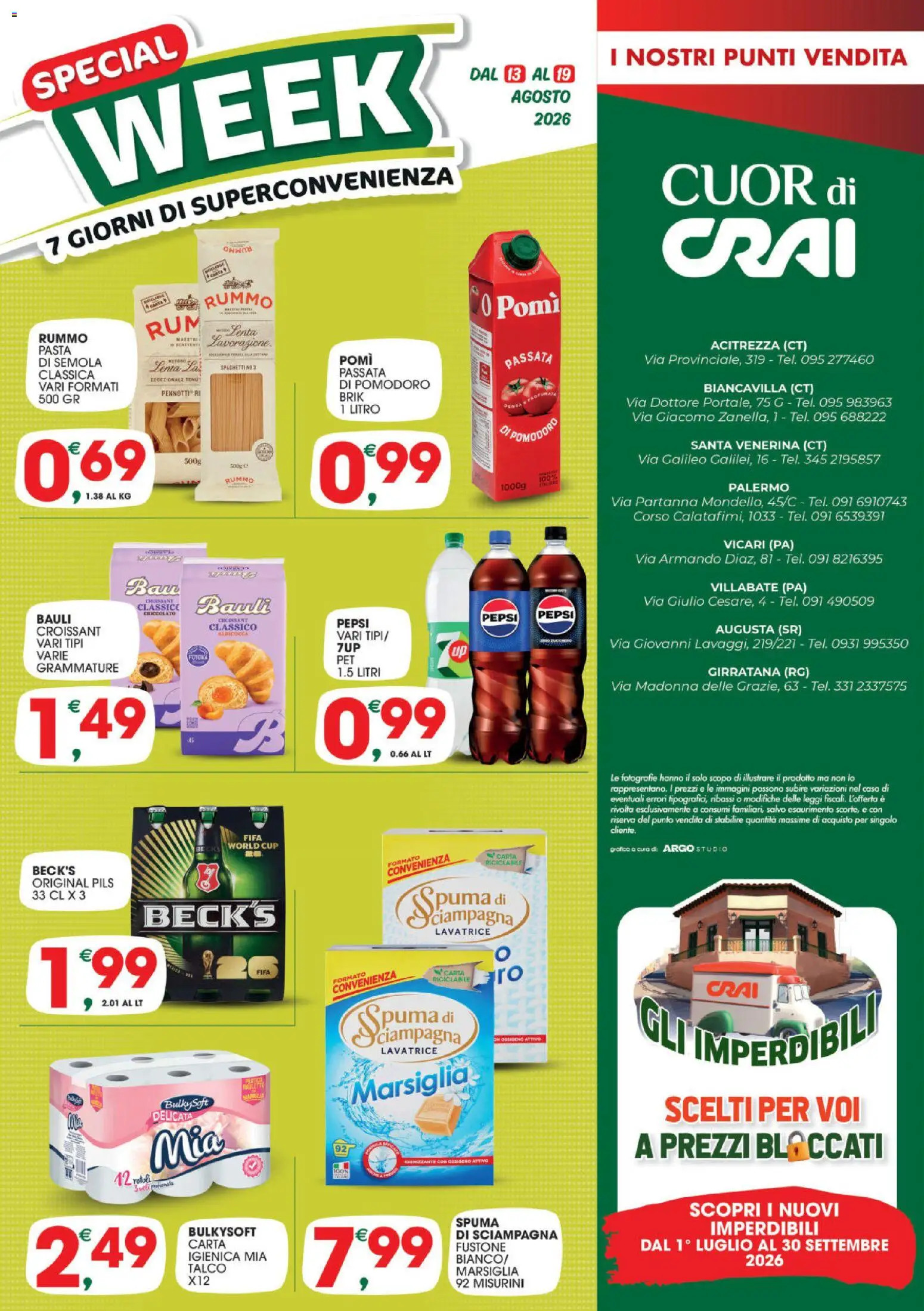 Volantino CRAI del 06/08/2026 | Pagina: 8 | Prodotti: Talco, Pomodoro, Lavatrice, Semola