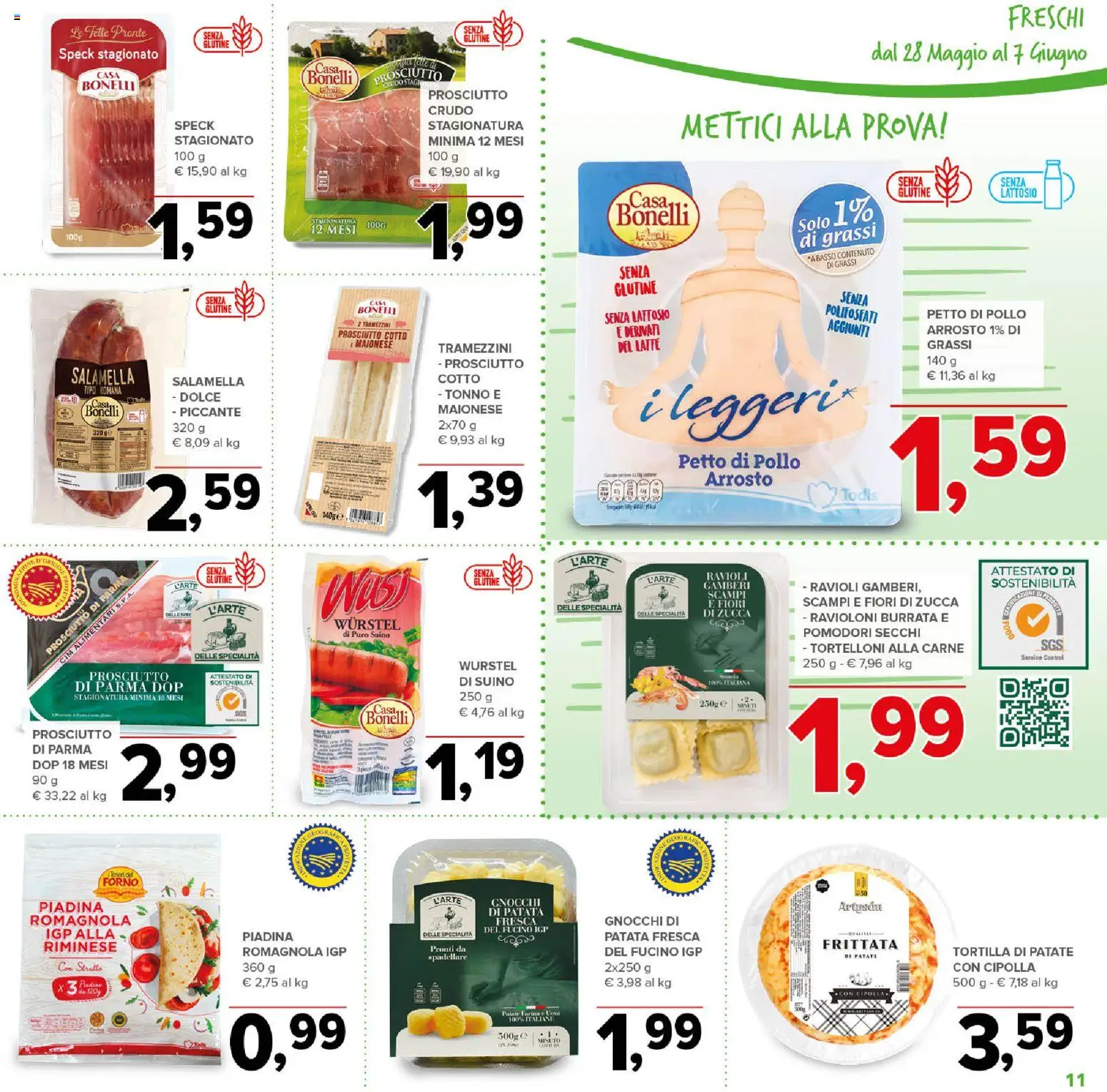 Volantino Todis del 28.05.2026 | Pagina: 11 | Prodotti: Prosciutto Crudo, Prosciutto di Parma, Maionese, Ravioli