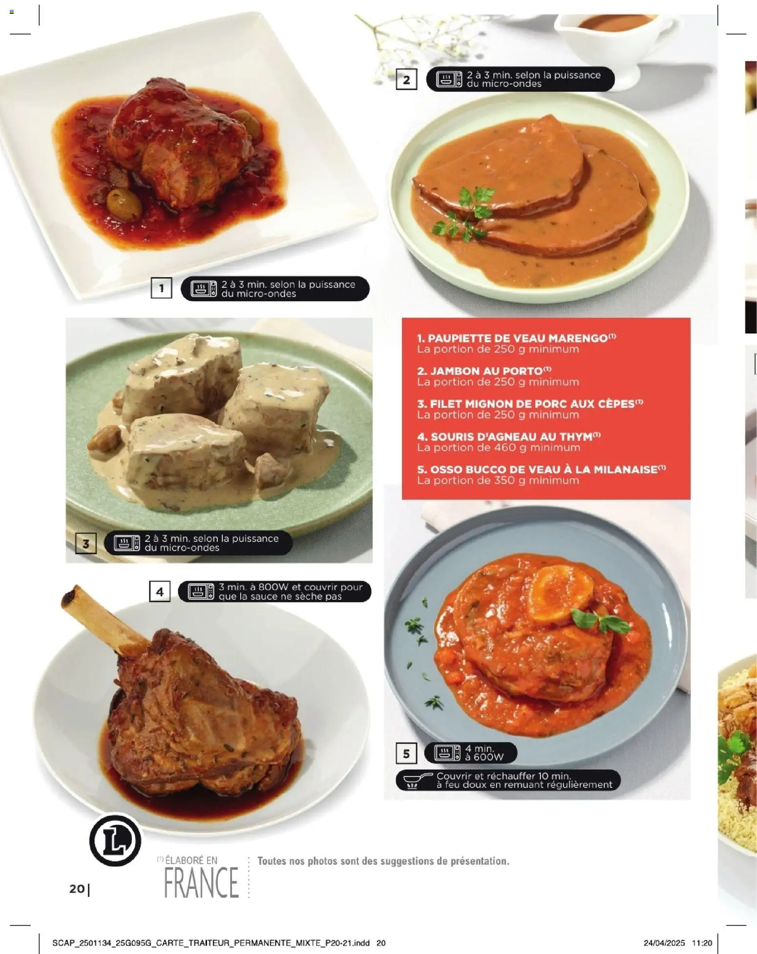 {H1} | Page: 20 | Produits: Souris d'agneau, Jambon, Filet mignon, Porc