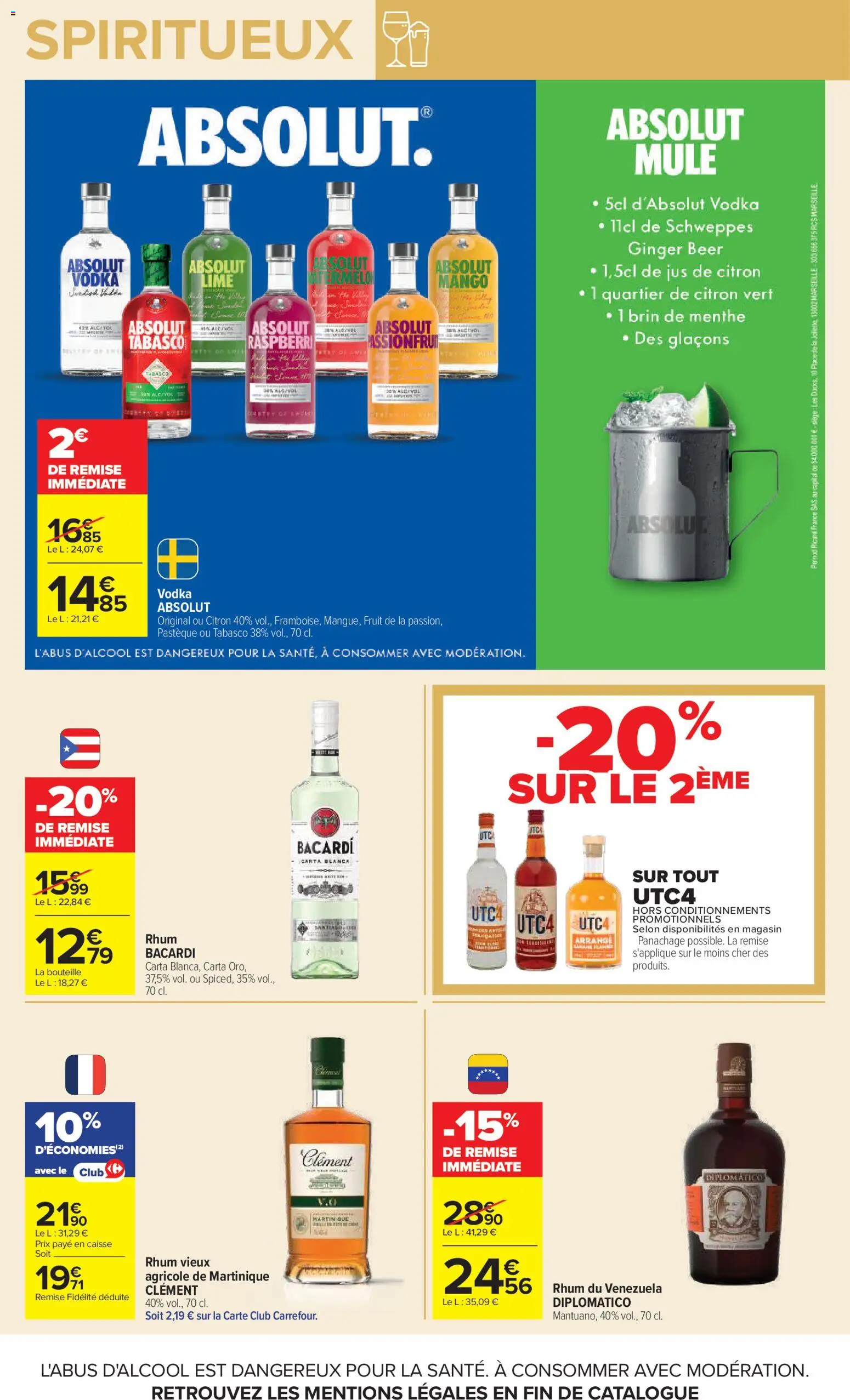 {H1} | Page: 14 | Produits: Bacardi, Absolut vodka, Tabasco, Ginger beer